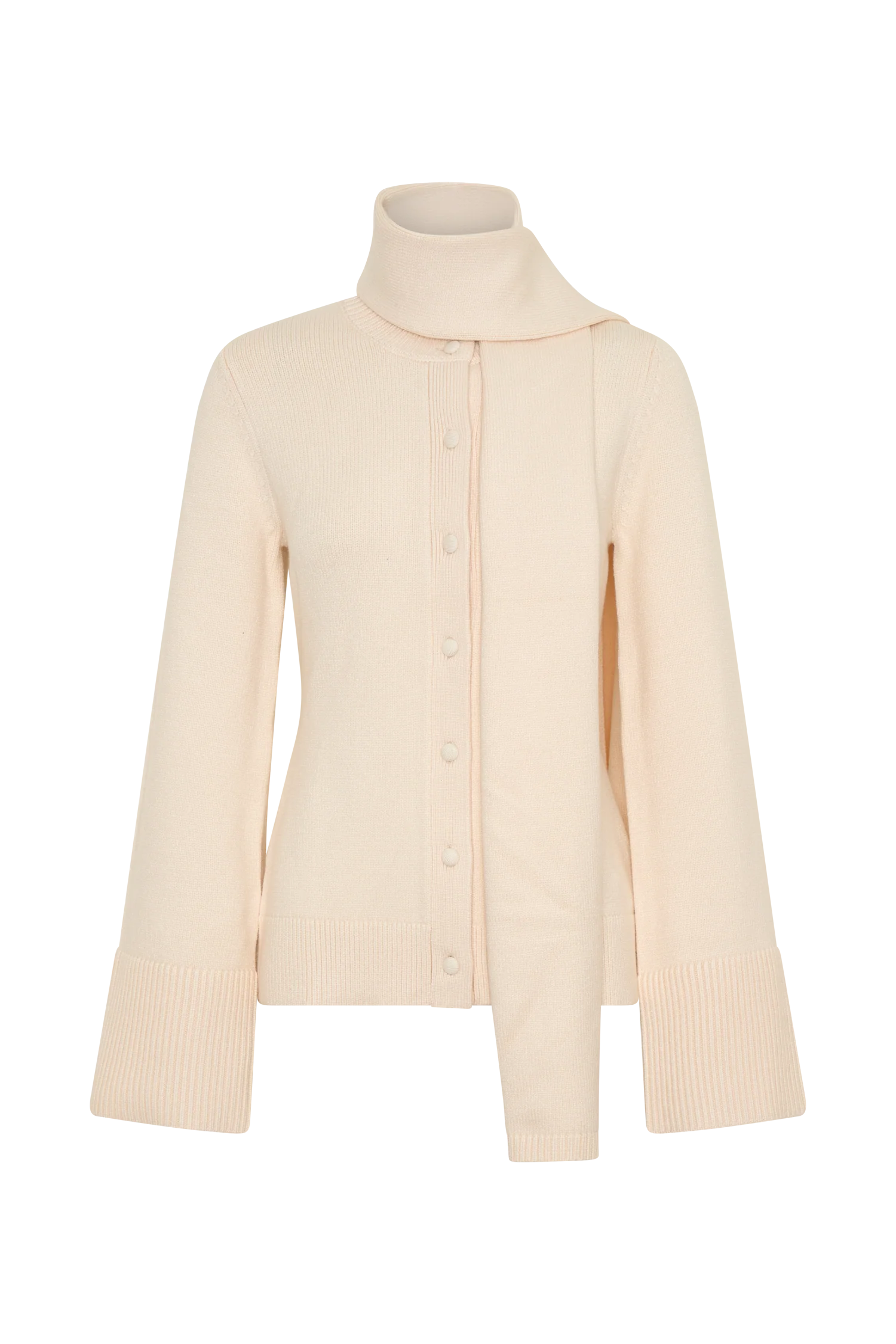 Lara Knit Cardigan With Scarf - Ivory - Image 9