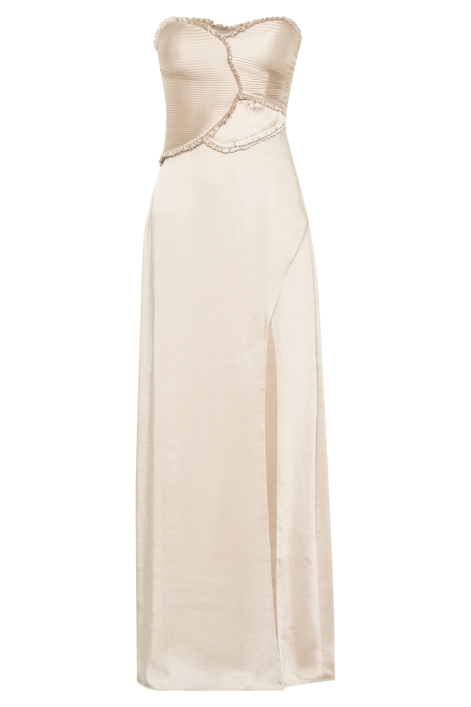 Larissa Satin Maxi Dress With Ruched Petals - Blush Gold - Image 8