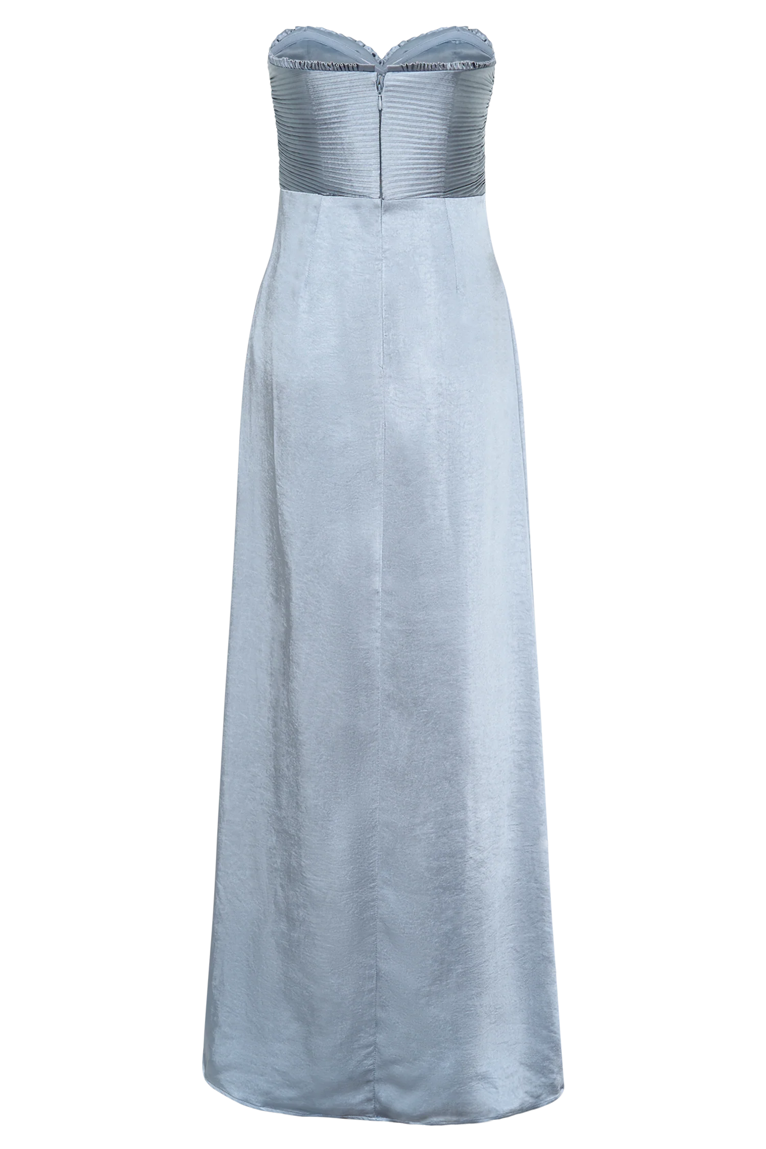 Larissa Satin Maxi Dress With Ruched Petals - Frosted Blue - Image 6