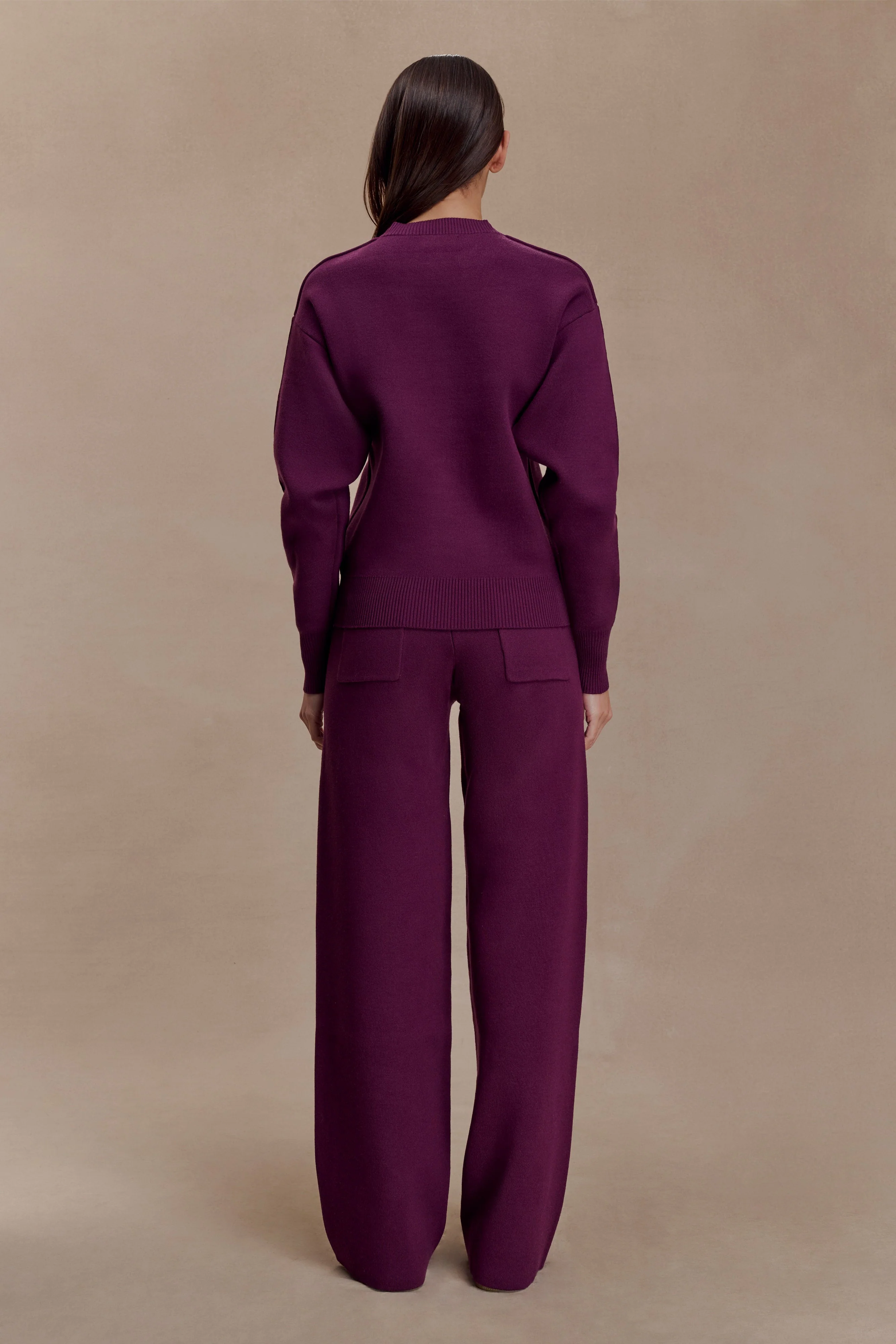 Lauren Knit Trouser - Plum - Image 2