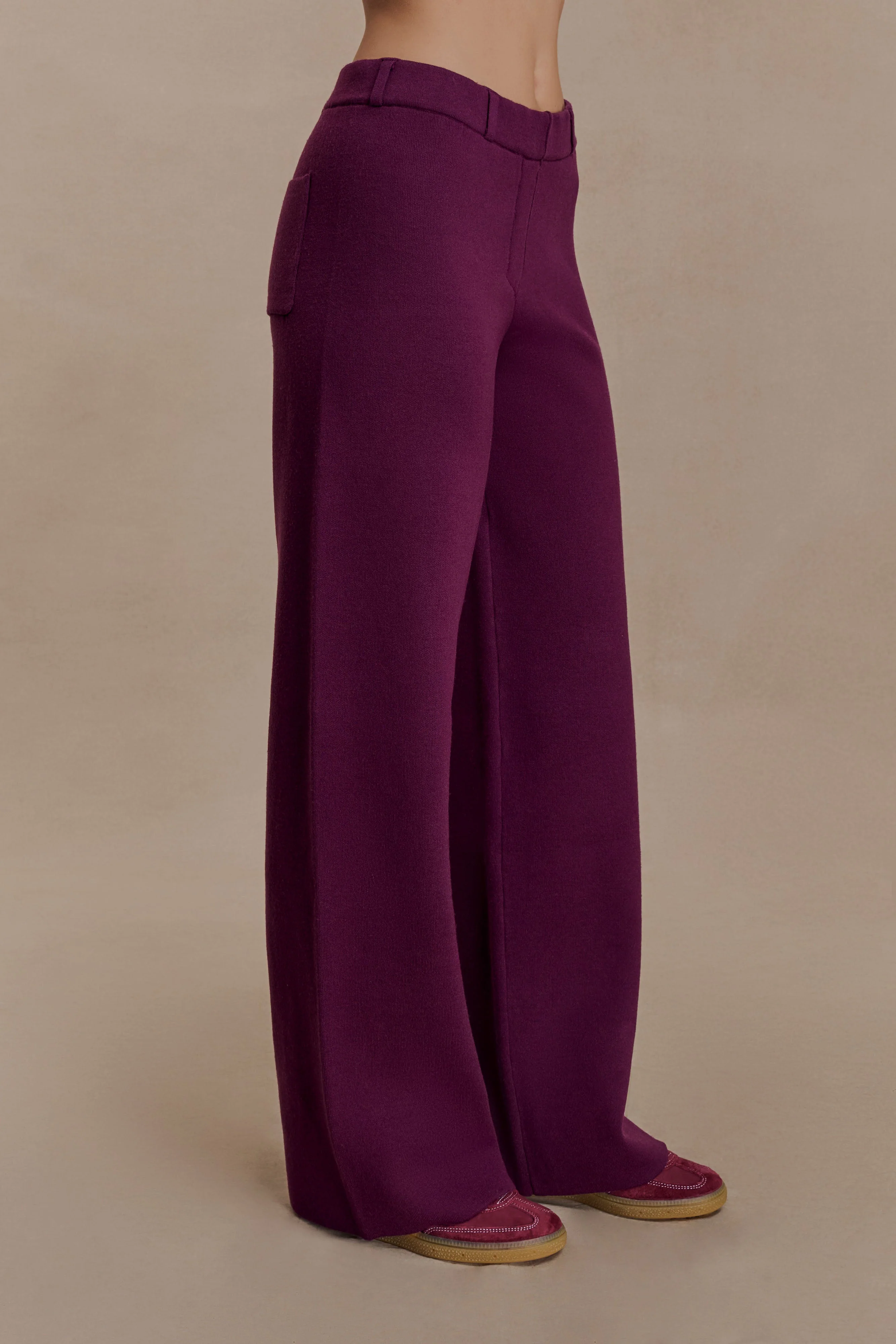 Lauren Knit Trouser - Plum - Image 4