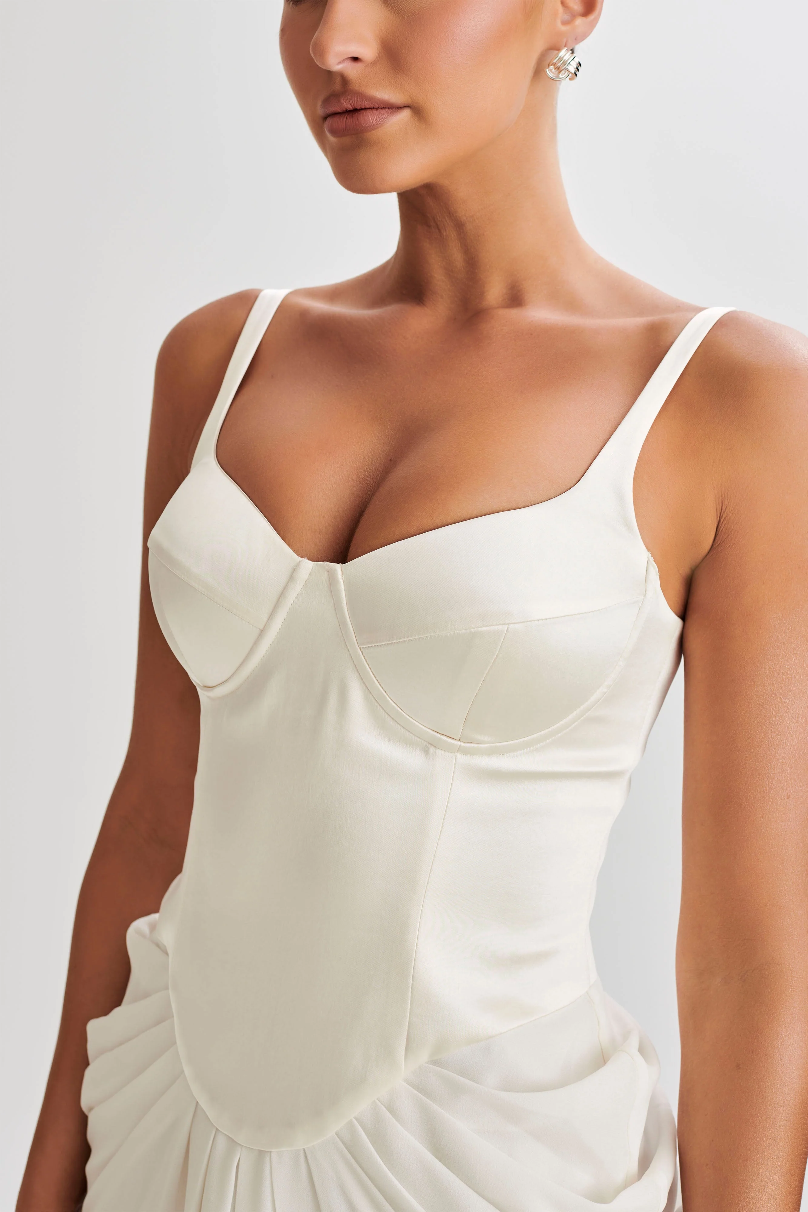 Leila Satin Corset Maxi Dress - Ivory - Image 4