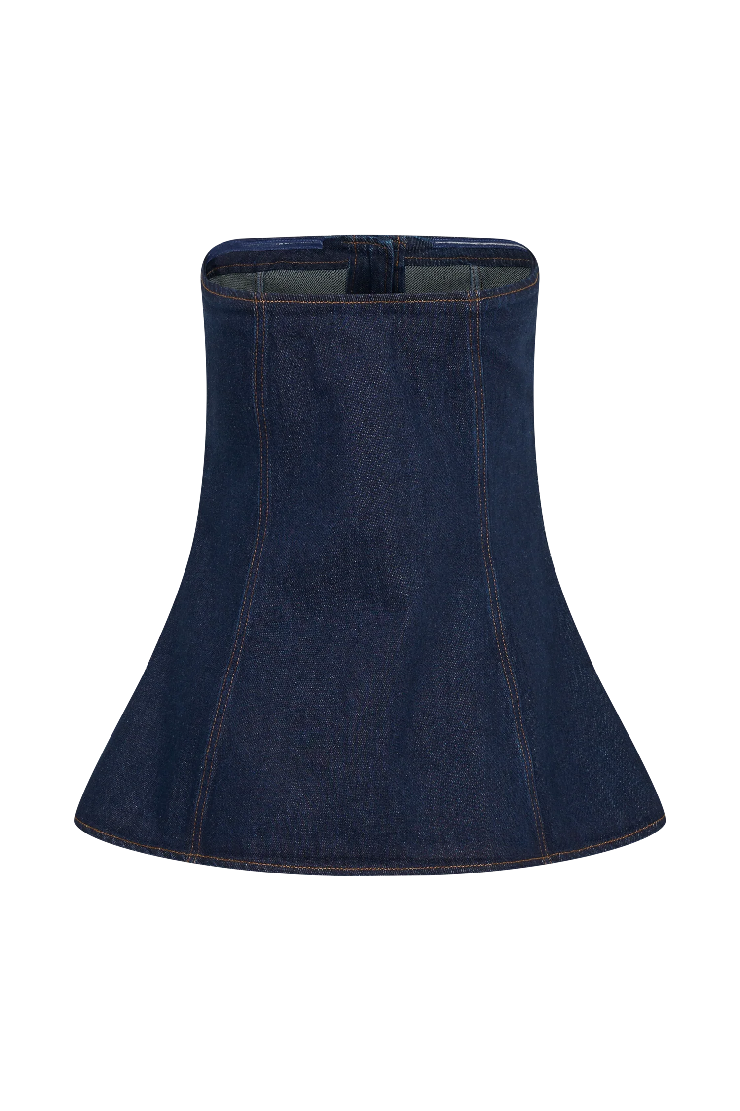 Lennox Strapless Long Line Button Top - Indigo Blue - Image 8