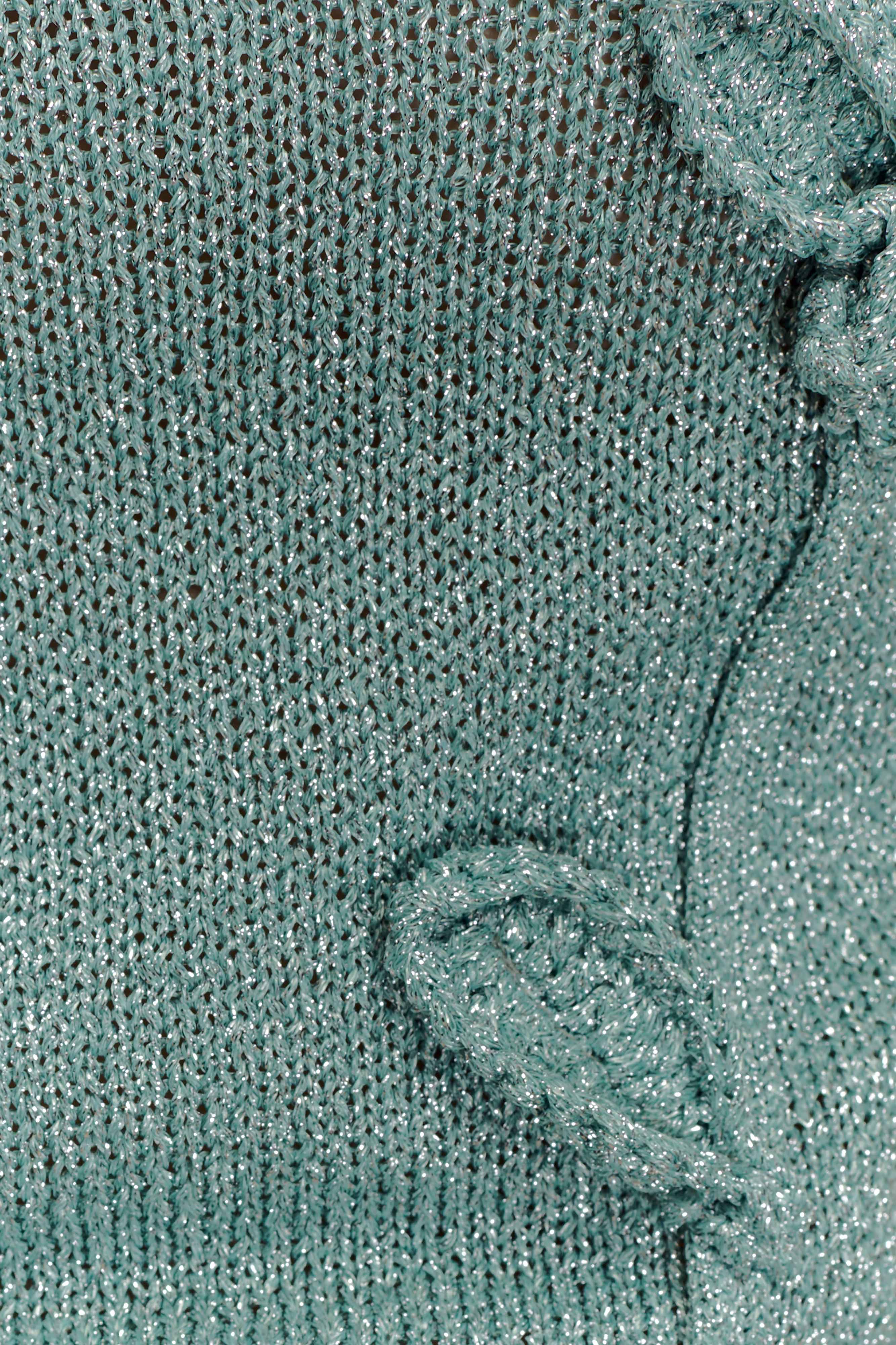 Leone One Shoulder Metallic Knit Top - Aqua - Image 7