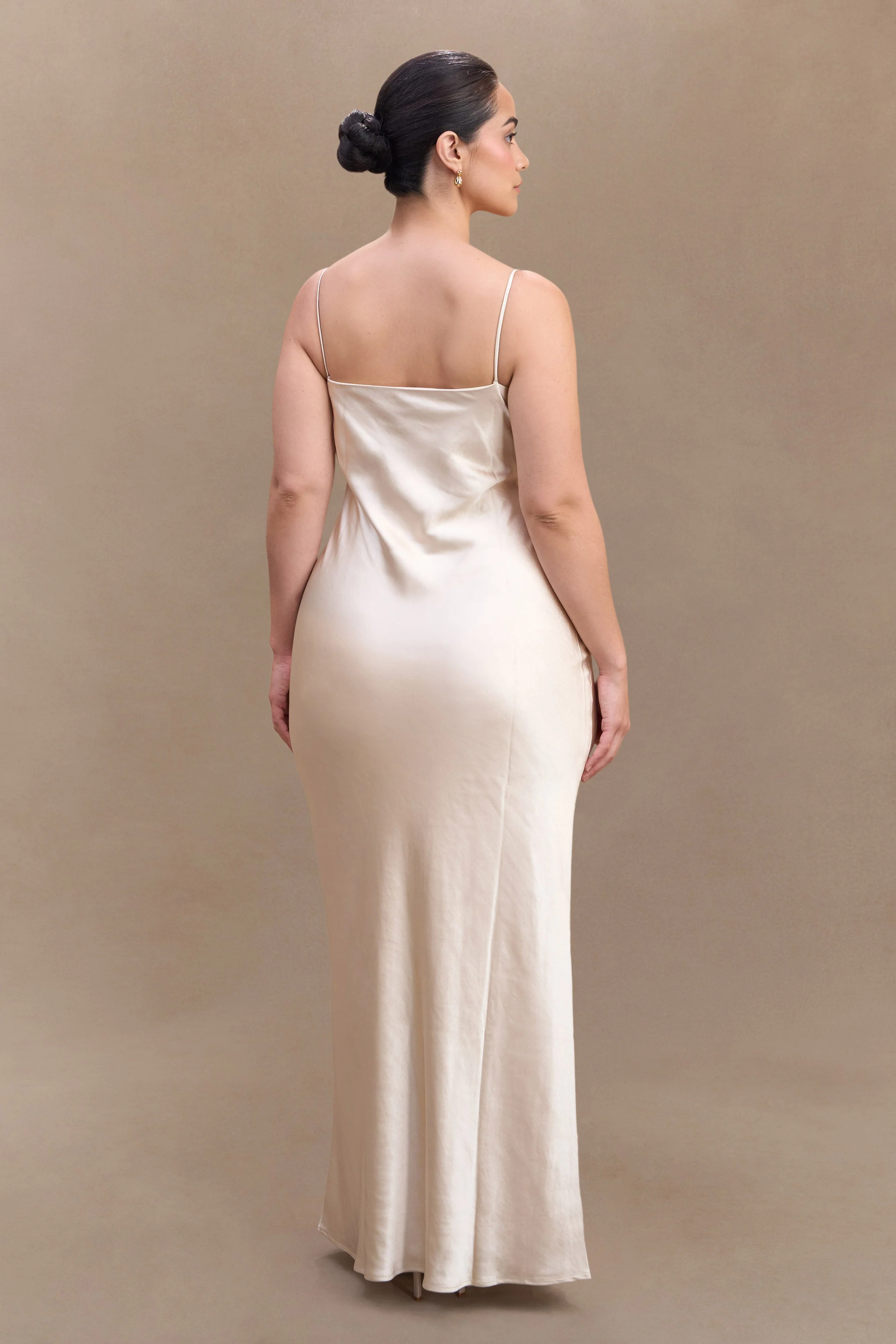 Lilly Sweetheart Satin Maxi Dress - Blush Gold - Image 6