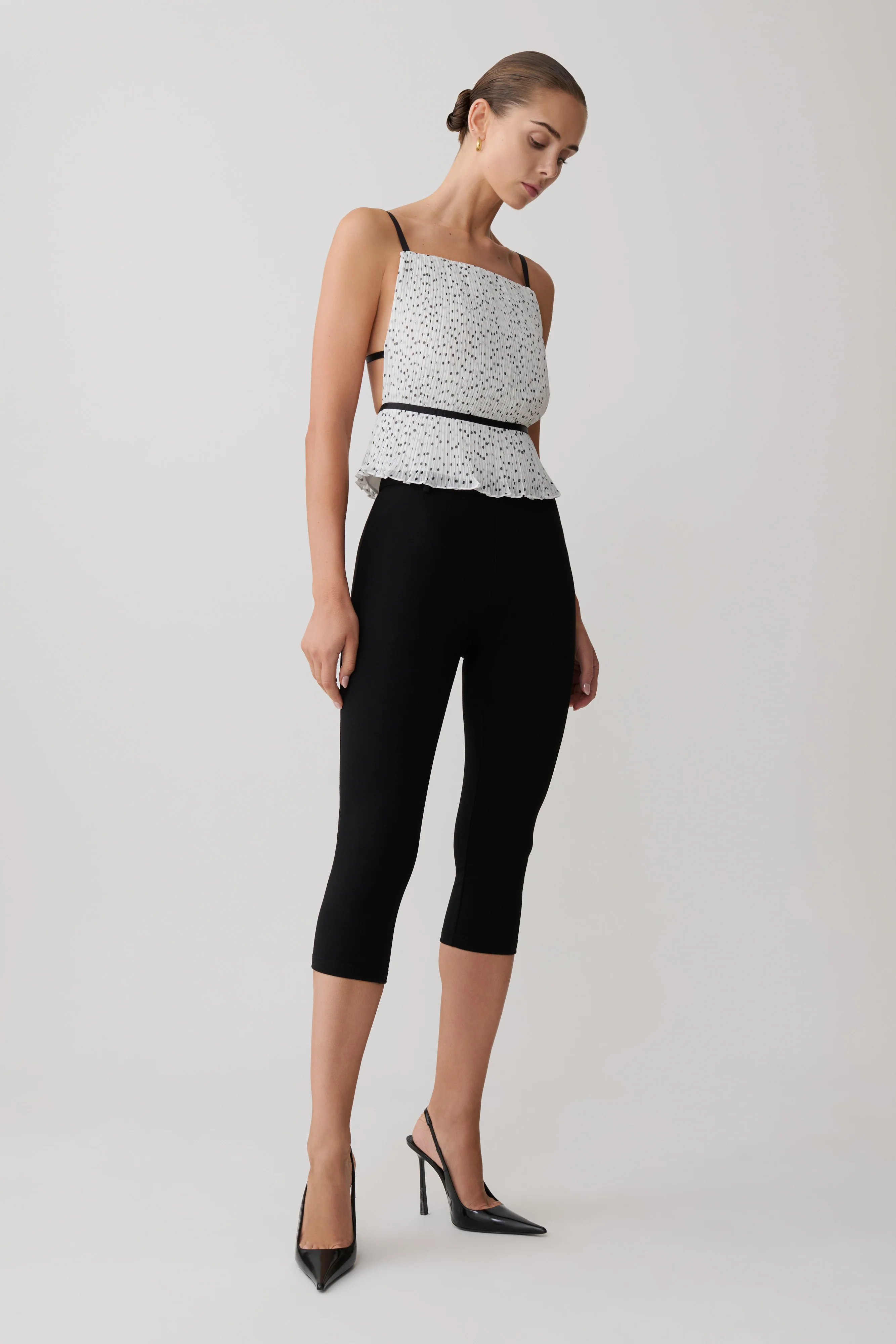 Lilou Pleated Sleeveless Top - Polka Dot - Image 4