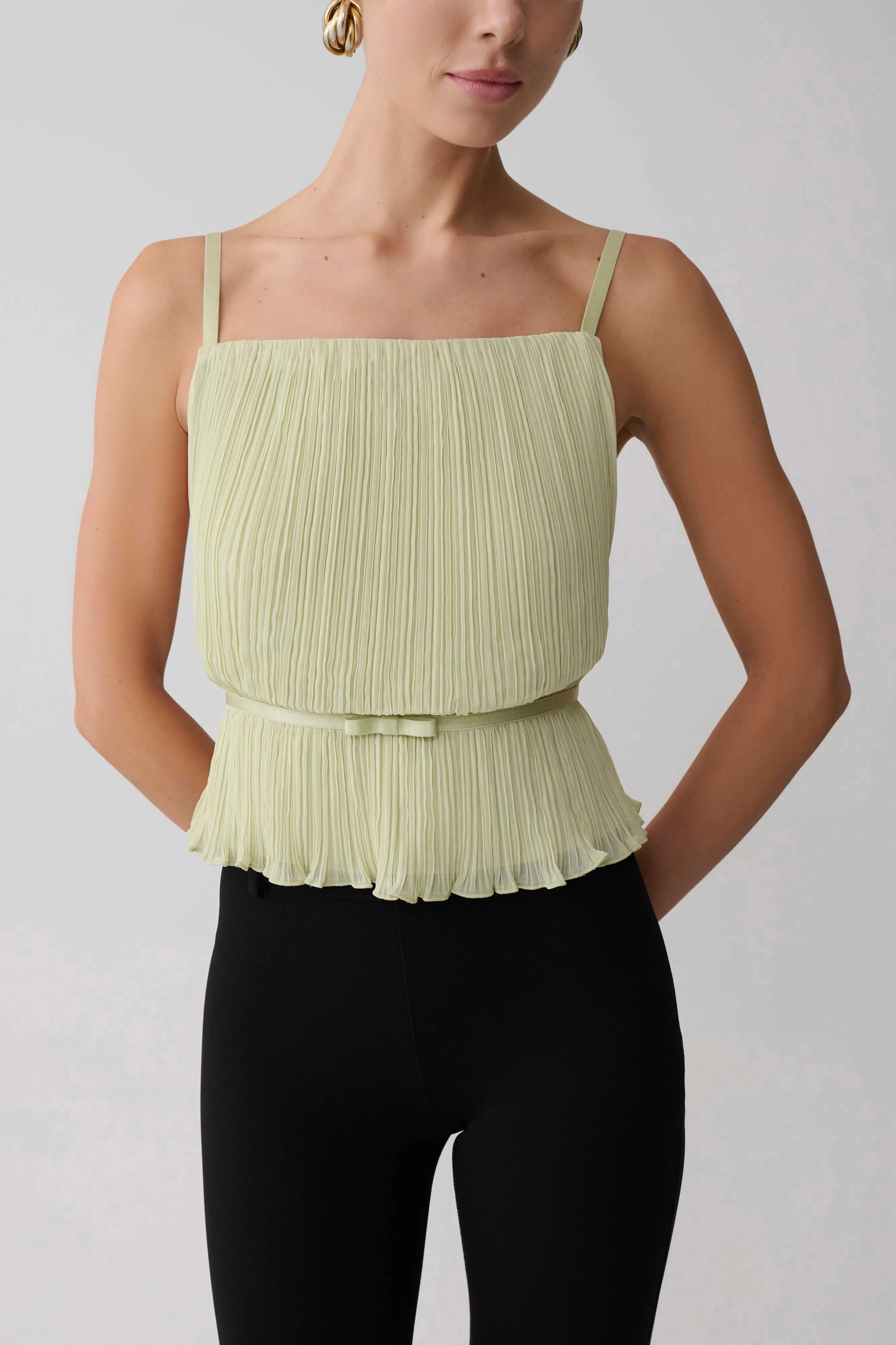 Lilou Pleated Sleeveless Top - Sage - Image 3
