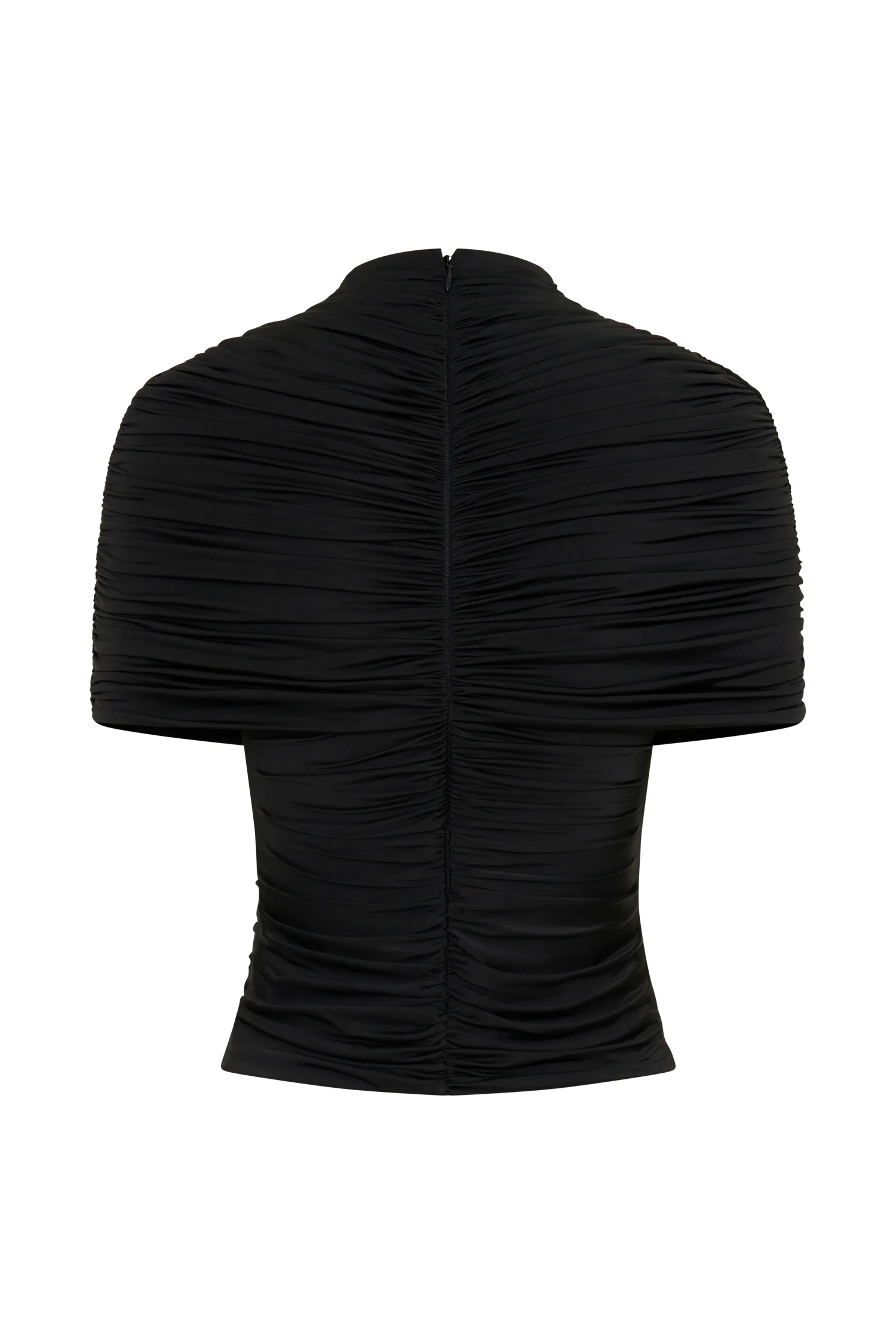 Linh Slinky High Neck Gathered Top - Black - Image 12