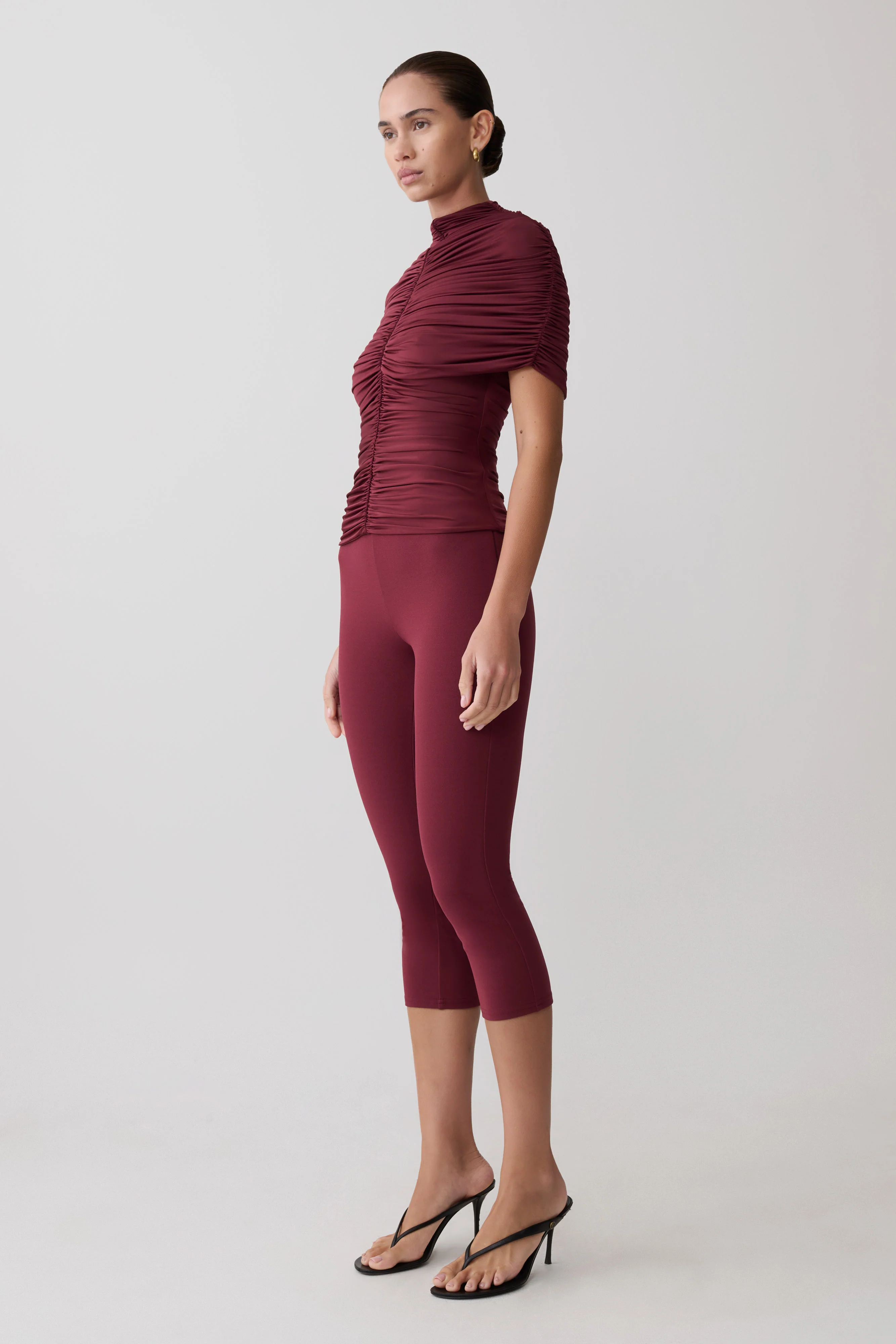 Blanca Stretch Crepe Capri Pants - Mahogany - Image 4