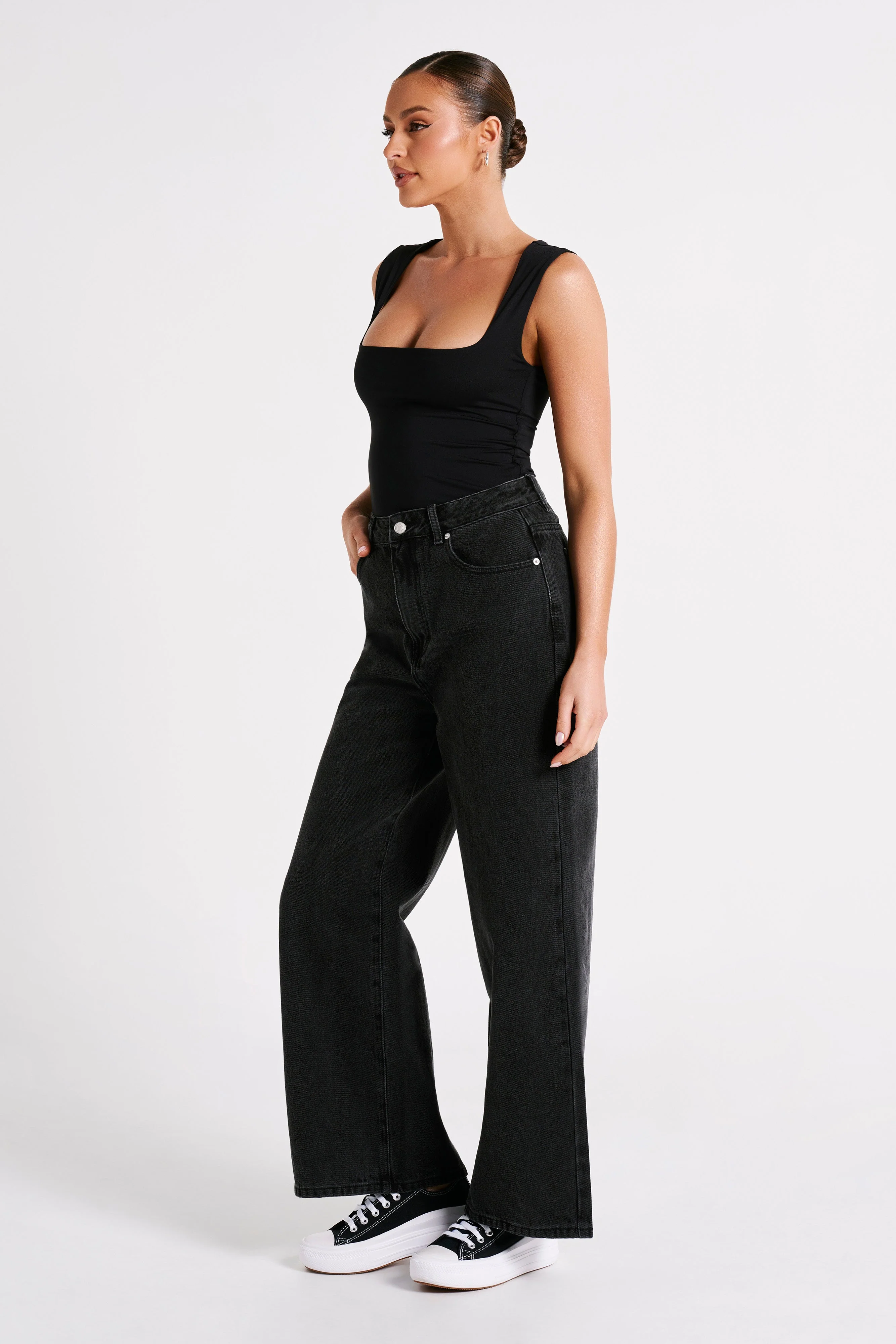 Linley Recycled Nylon Long Line Top - Black - Image 5