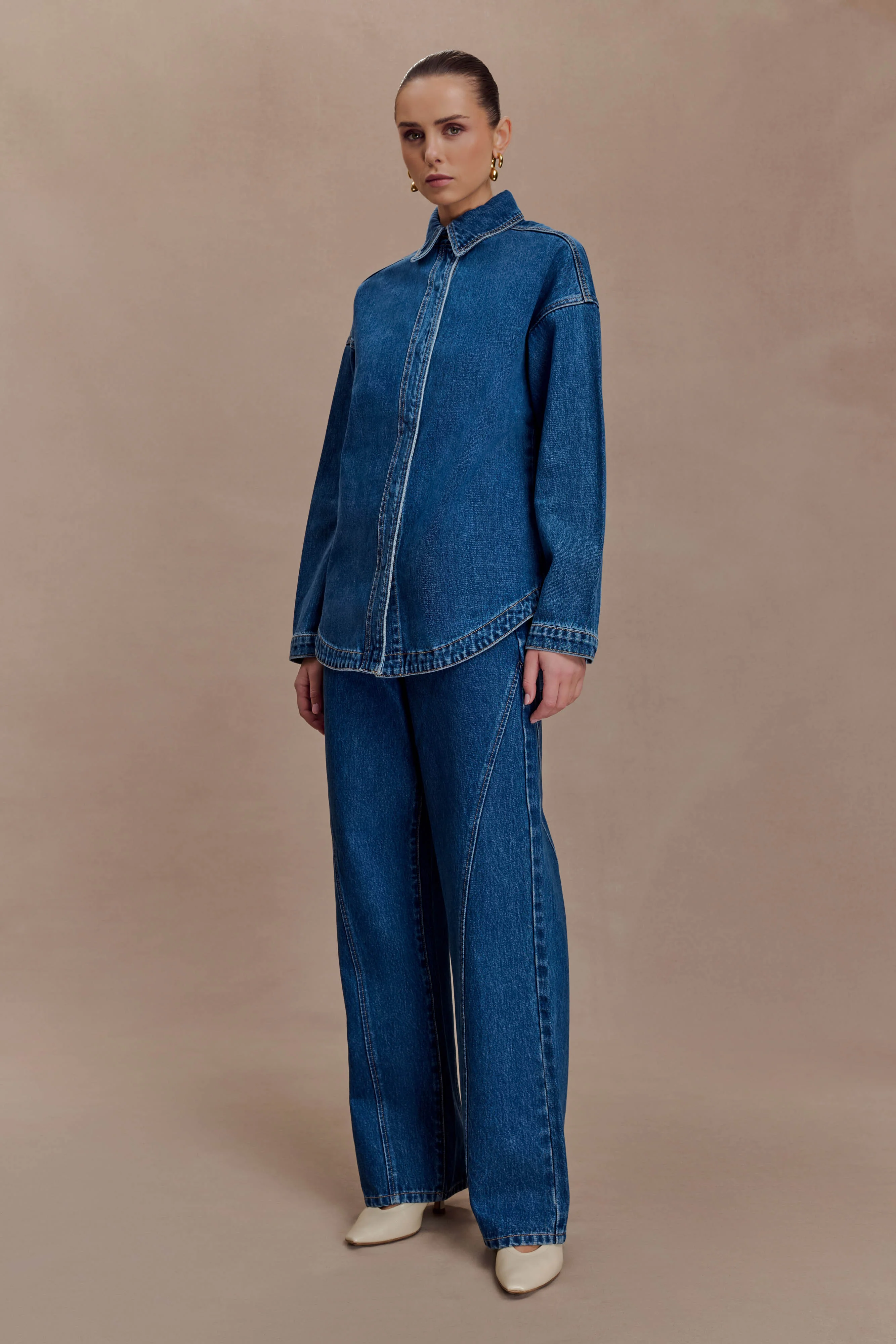 Lioda Oversized Denim Shirt - Dark Blue - Image 4