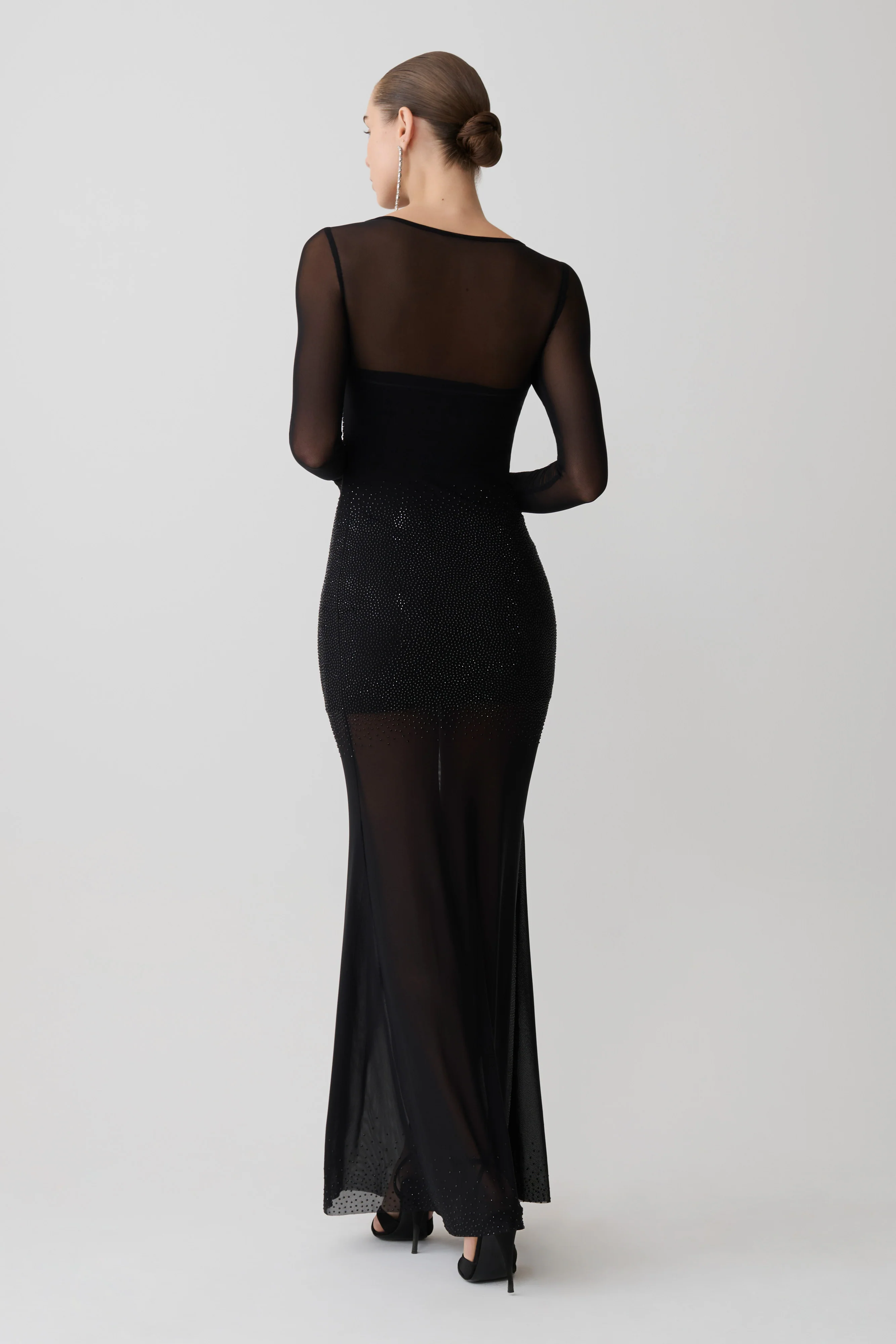 Lior Mesh Maxi Dress With Hotfix - Black - Image 5