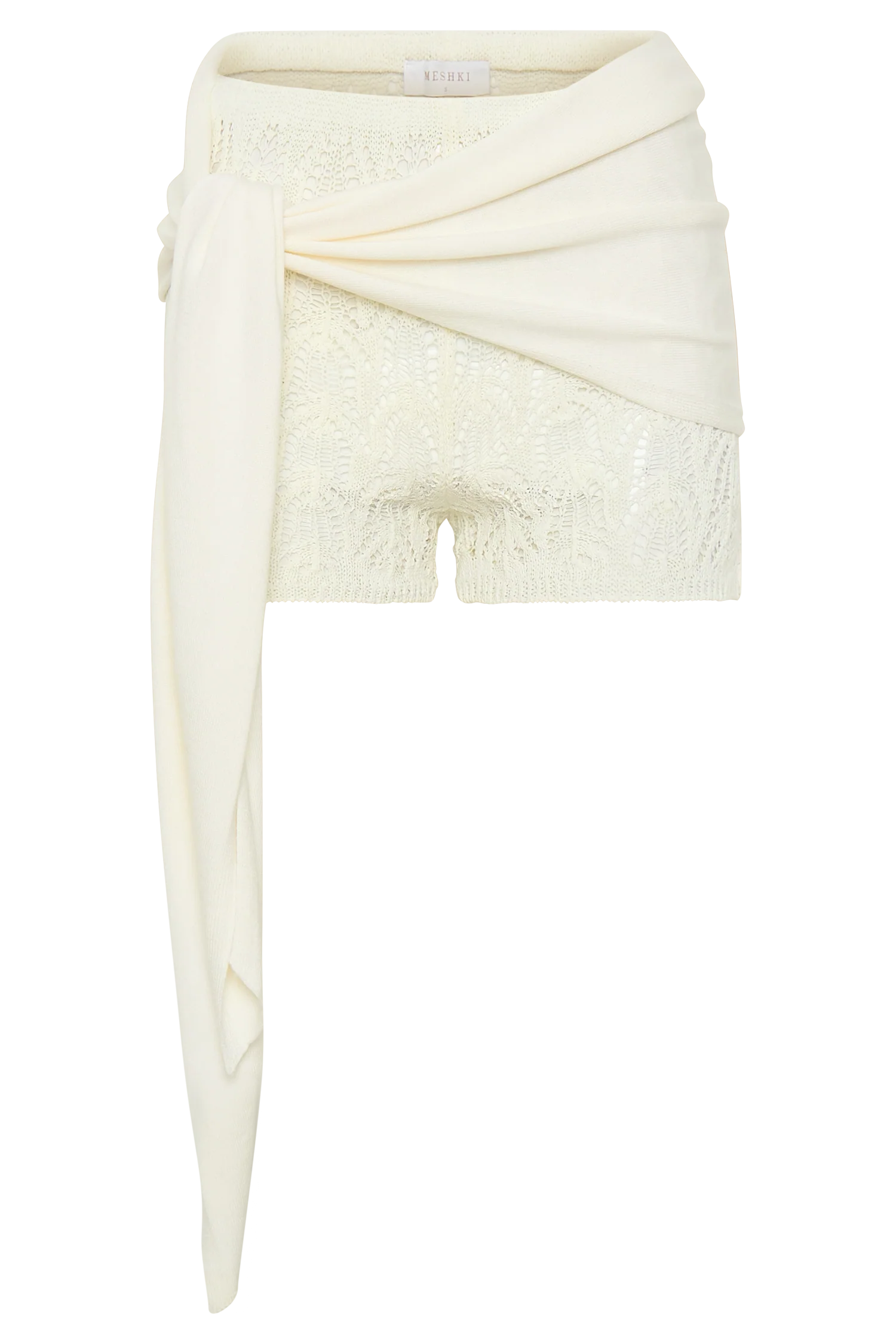 Liora Crochet Shorts With Knit Overlay - Ivory - Image 9