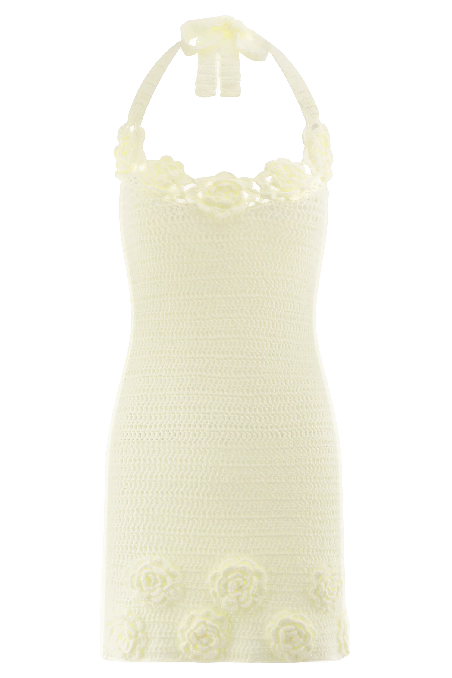 Liyah Floral Hand Crochet Mini Dress - Ivory - Image 9