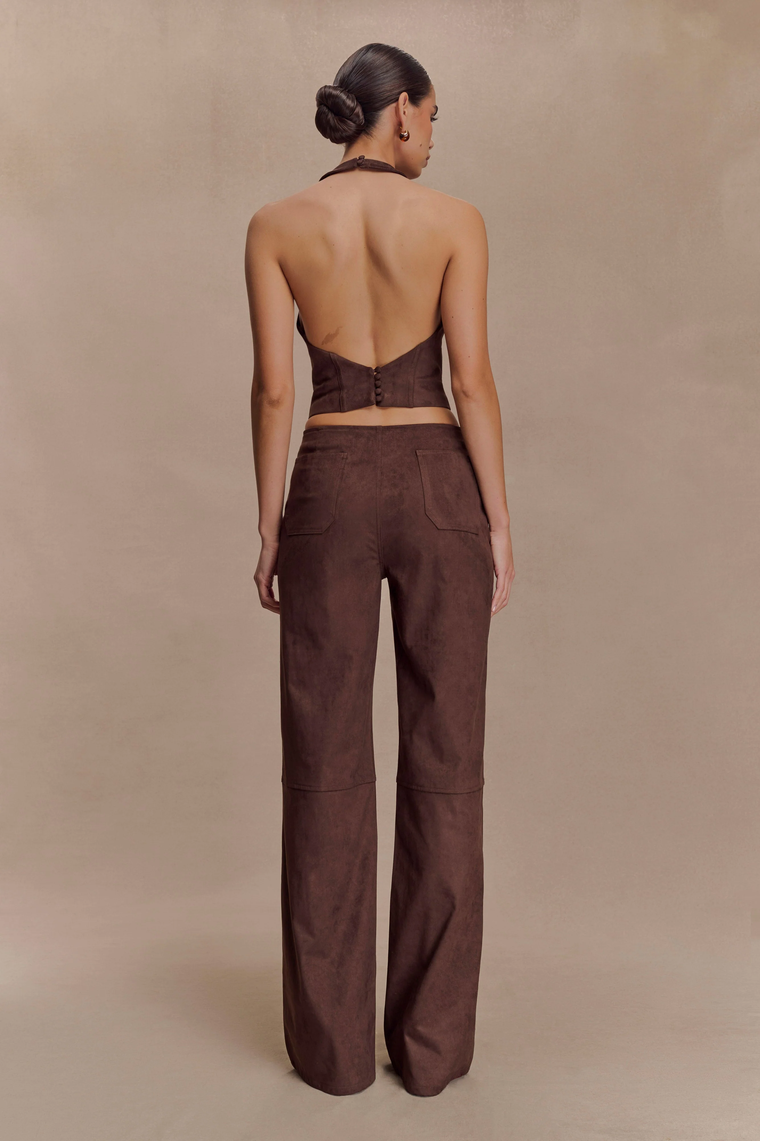 Logan Faux Suede Halter Top - Dark Chocolate - Image 6