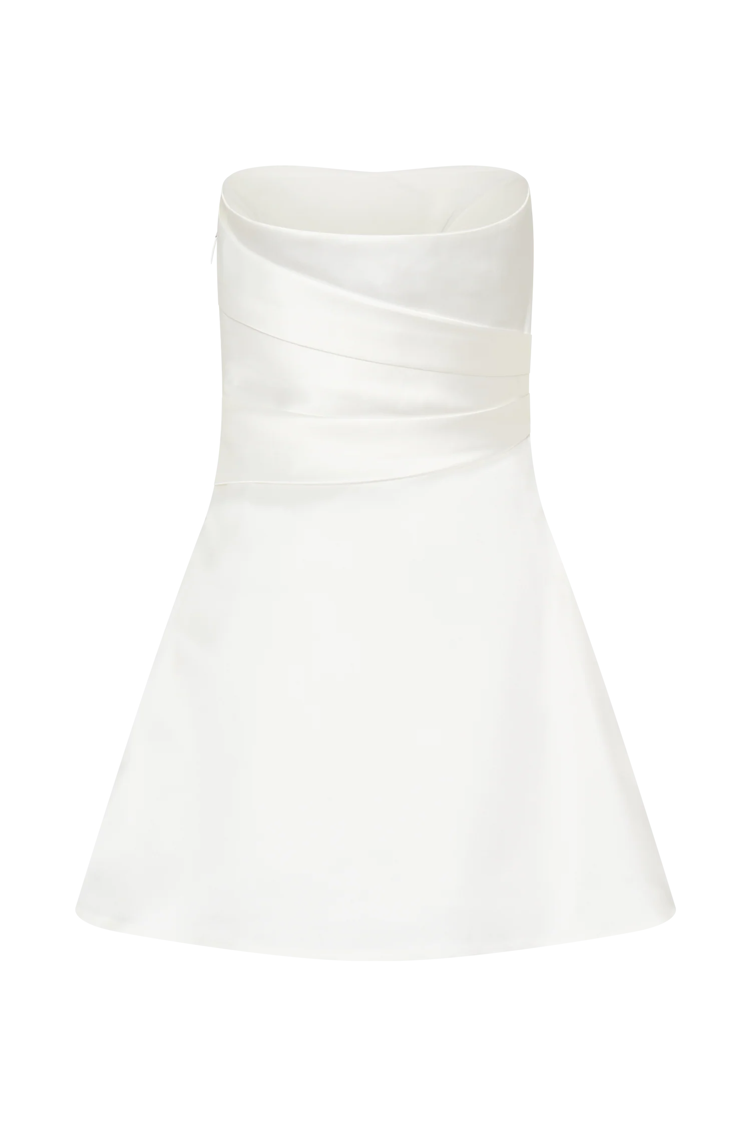 Lora Strapless Satin Mini Dress - White - Image 8