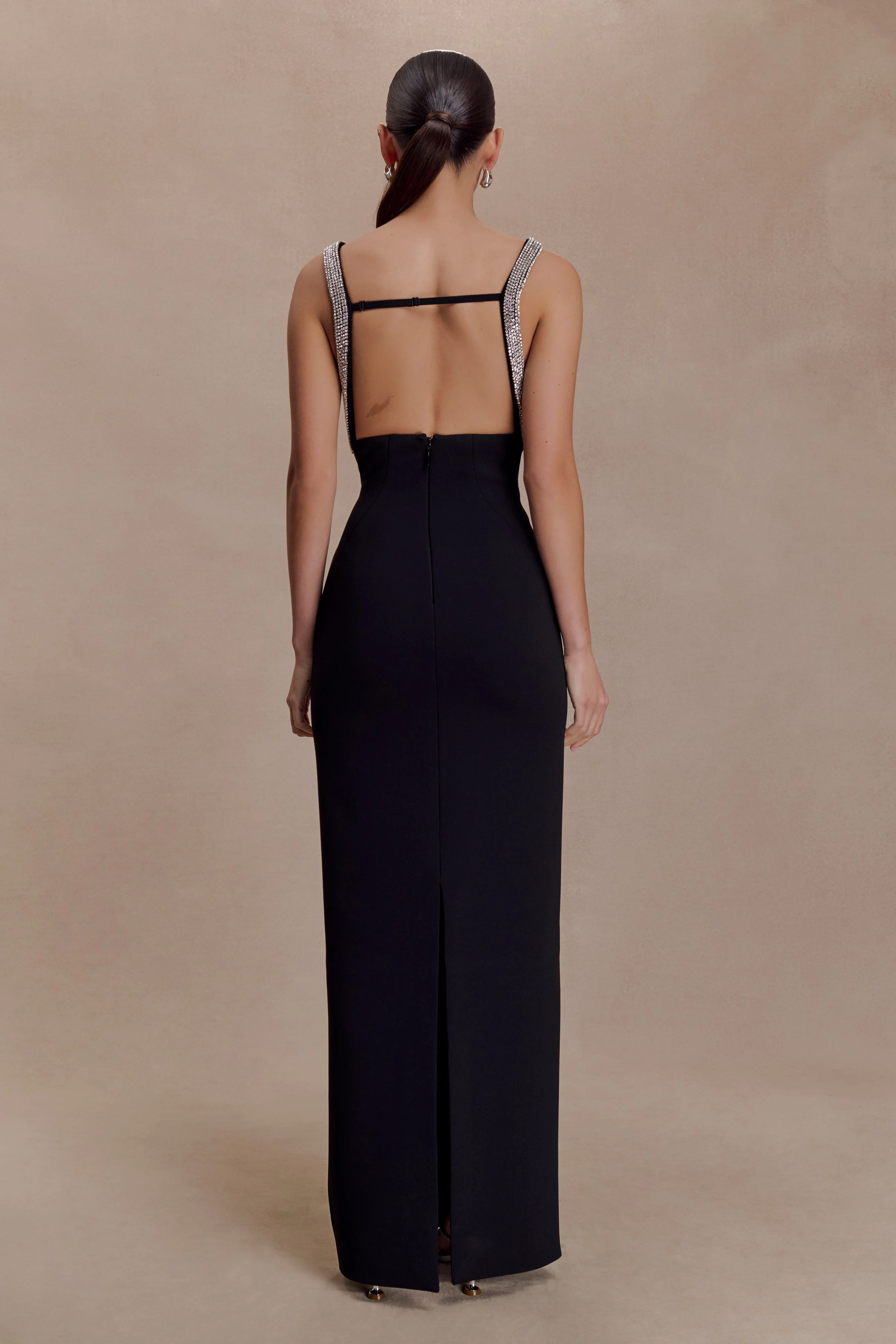 Lorde Embellished Crepe Maxi Dress - Black - Image 5