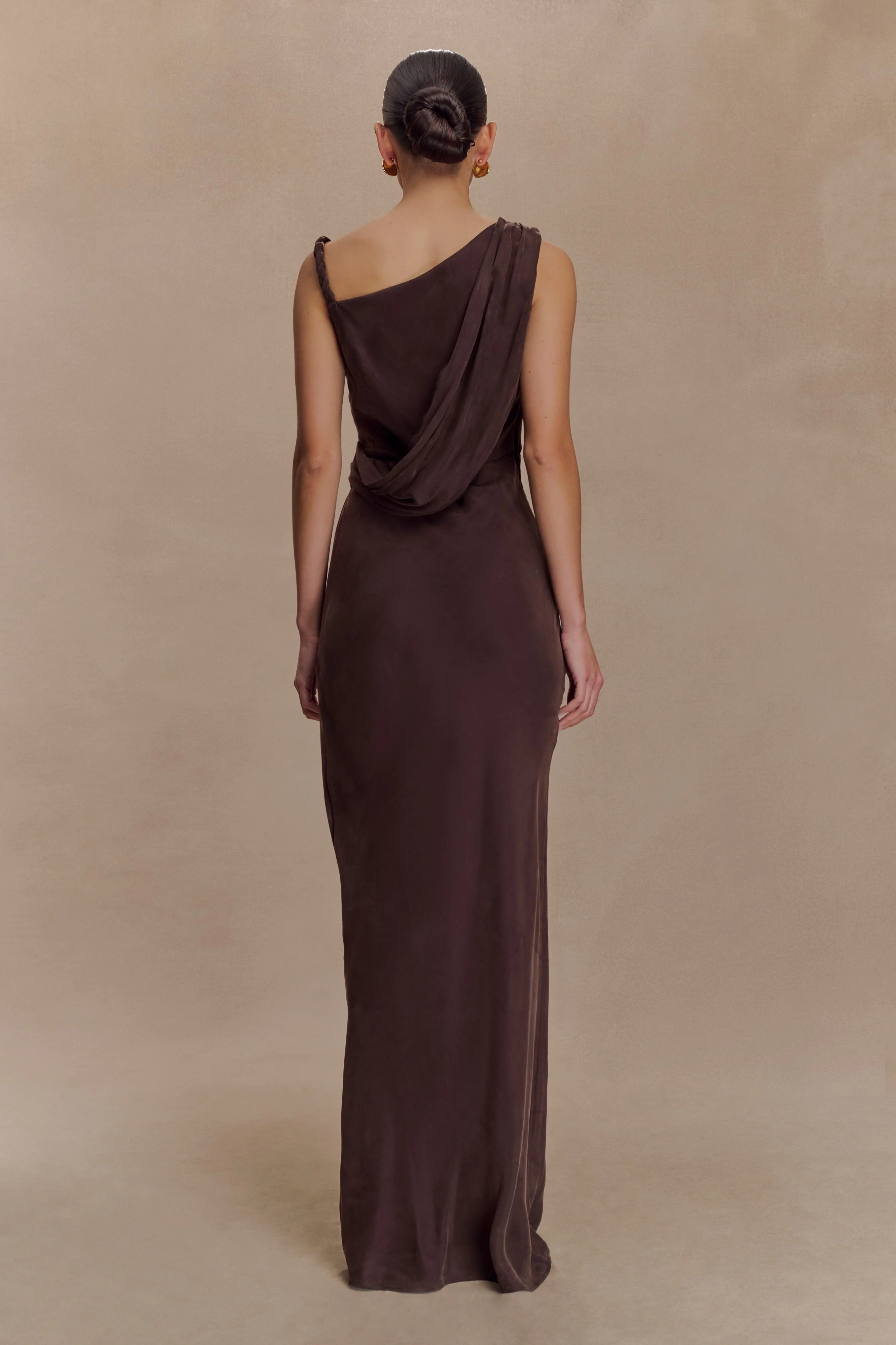 Lorieanne Draped Maxi Dress - Dark Chocolate - Image 2