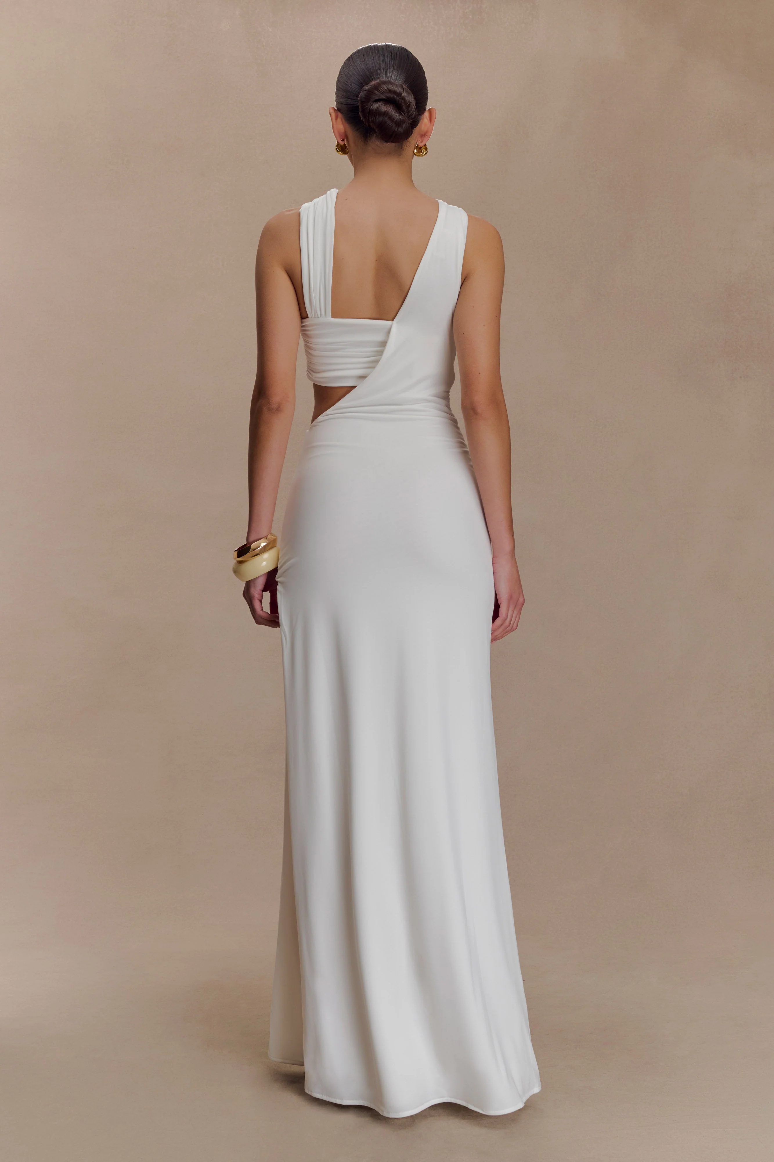 Lottie Slinky Maxi Dress With Split - White - Image 2