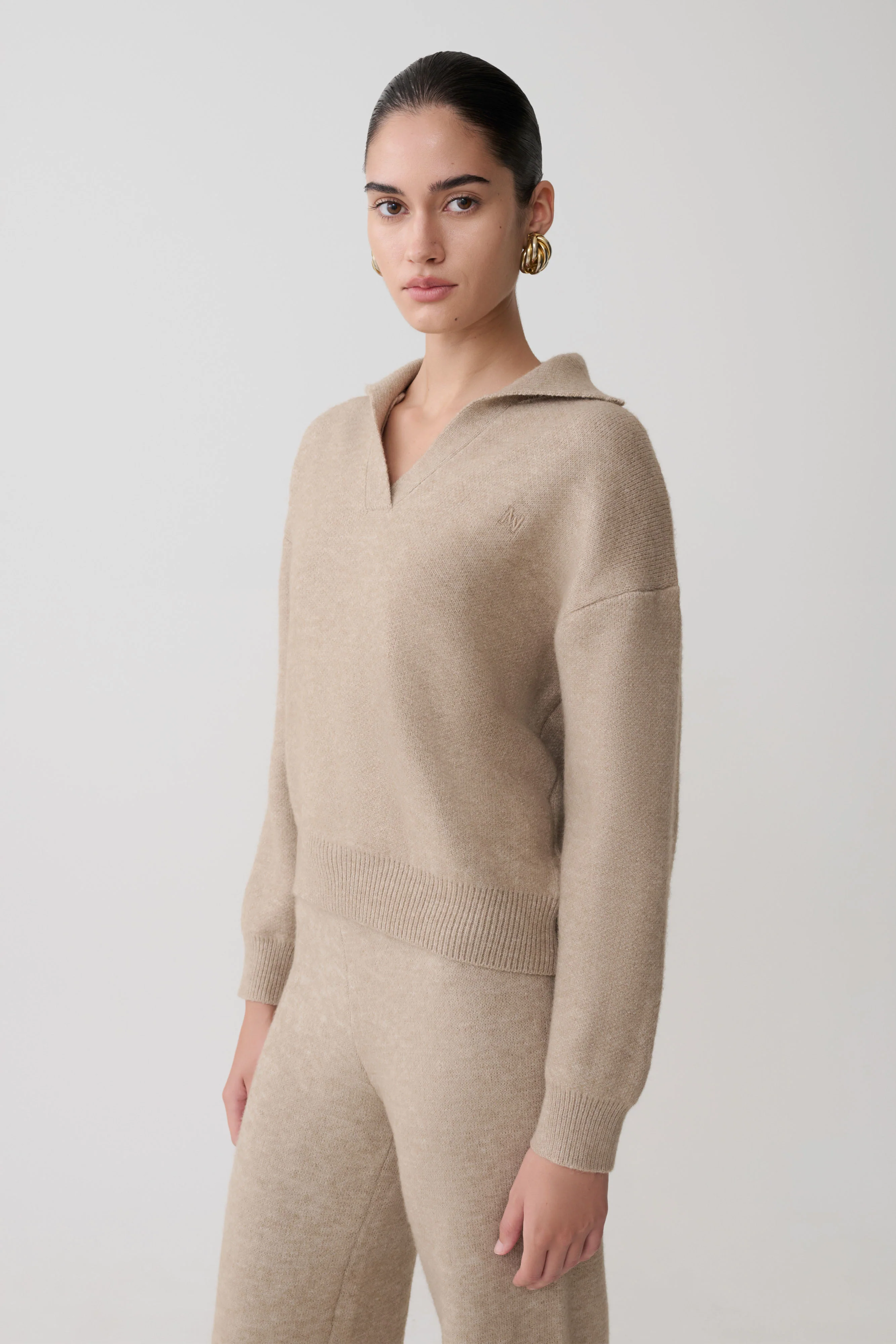 Luca Knit Jumper - Beige Marle - Image 5