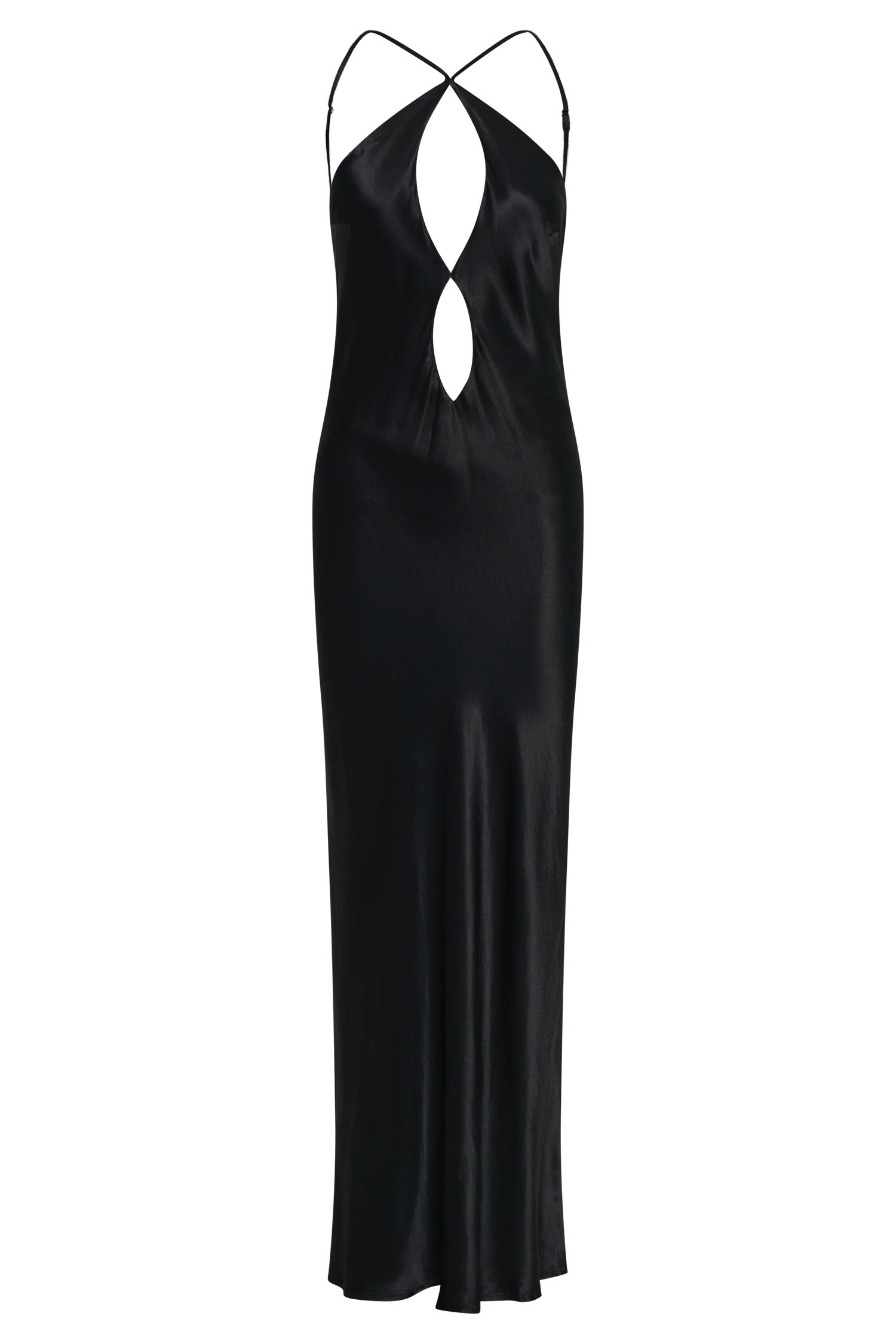 Lucia Satin Cut Out Maxi Dress - Black - Image 11
