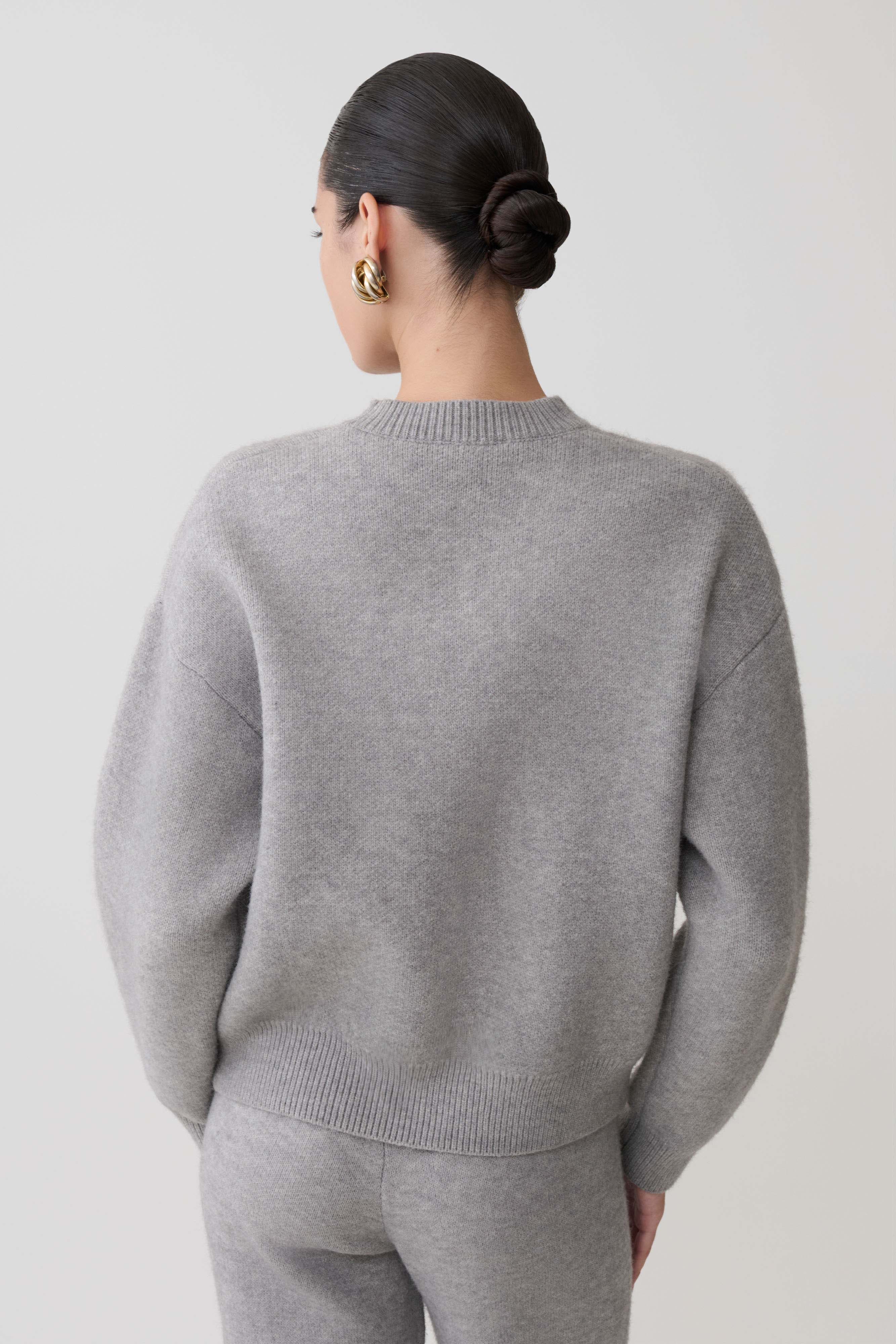 Lulu Oversized Knit Jumper - Grey Marle - Image 2