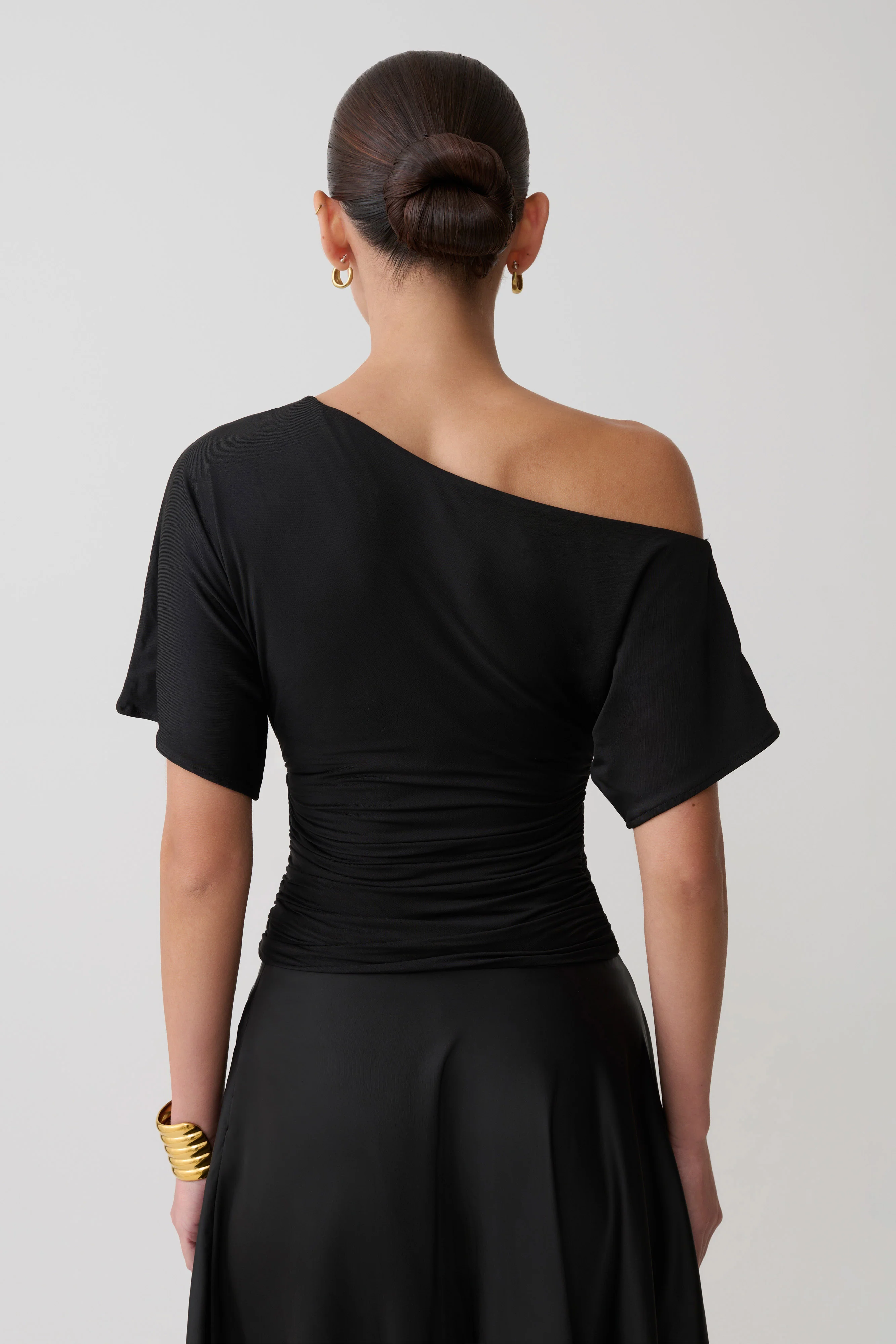 Luu Off Shoulder Slinky Top - Black - Image 2