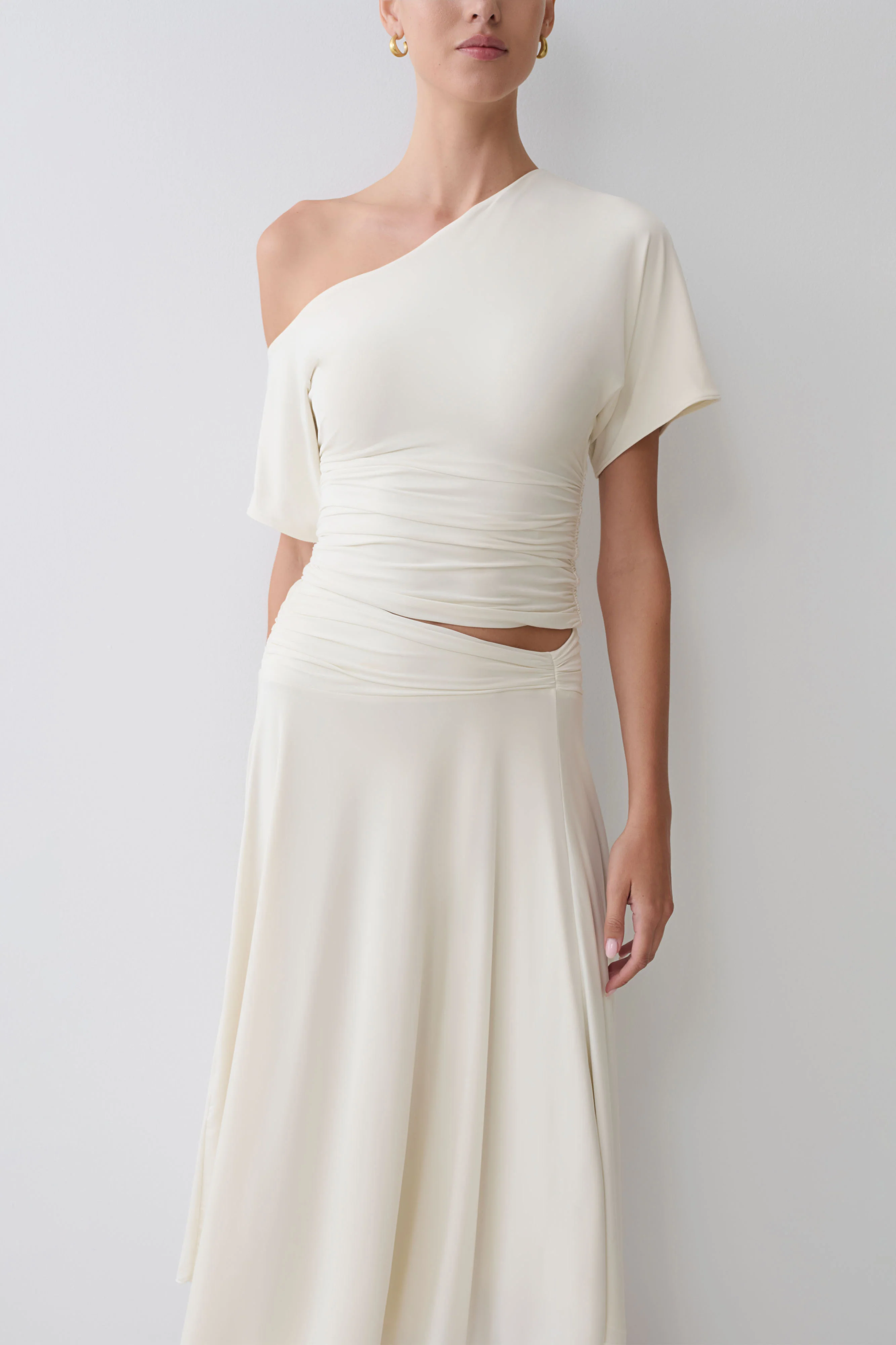 Luu Off Shoulder Slinky Top - Ivory - Image 3