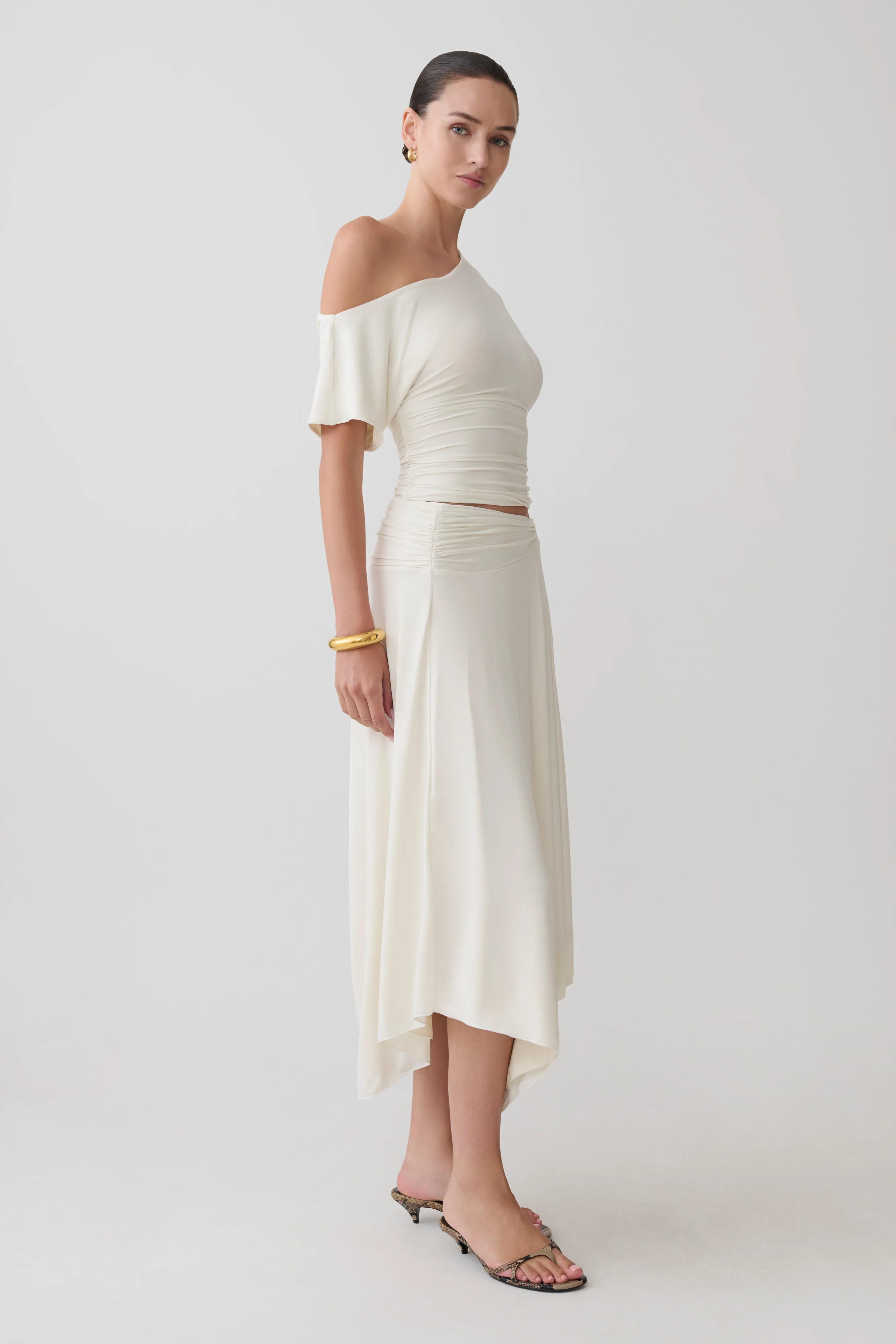 Luu Off Shoulder Slinky Top - Ivory - Image 4