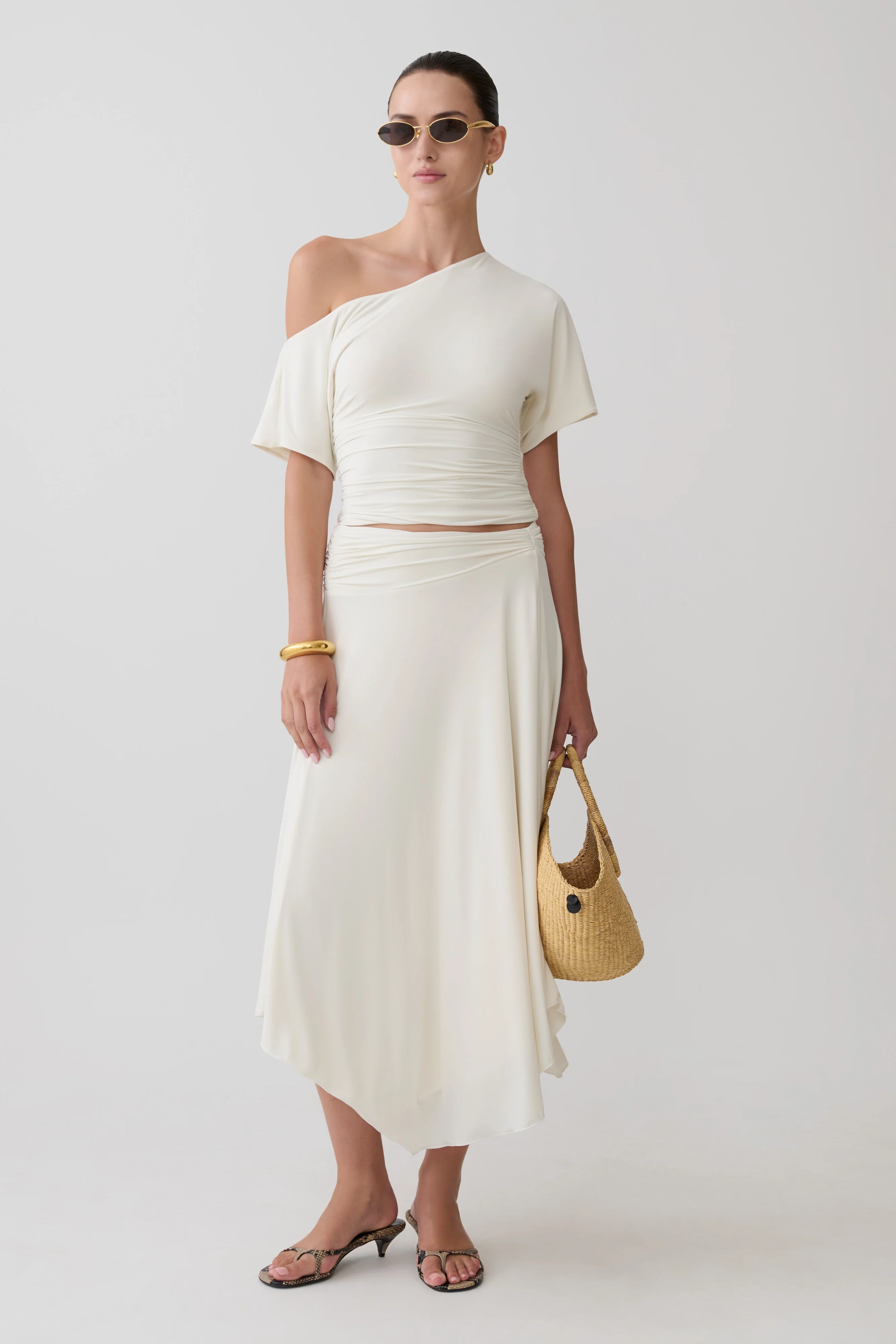 Luu Off Shoulder Slinky Top - Ivory - Image 6