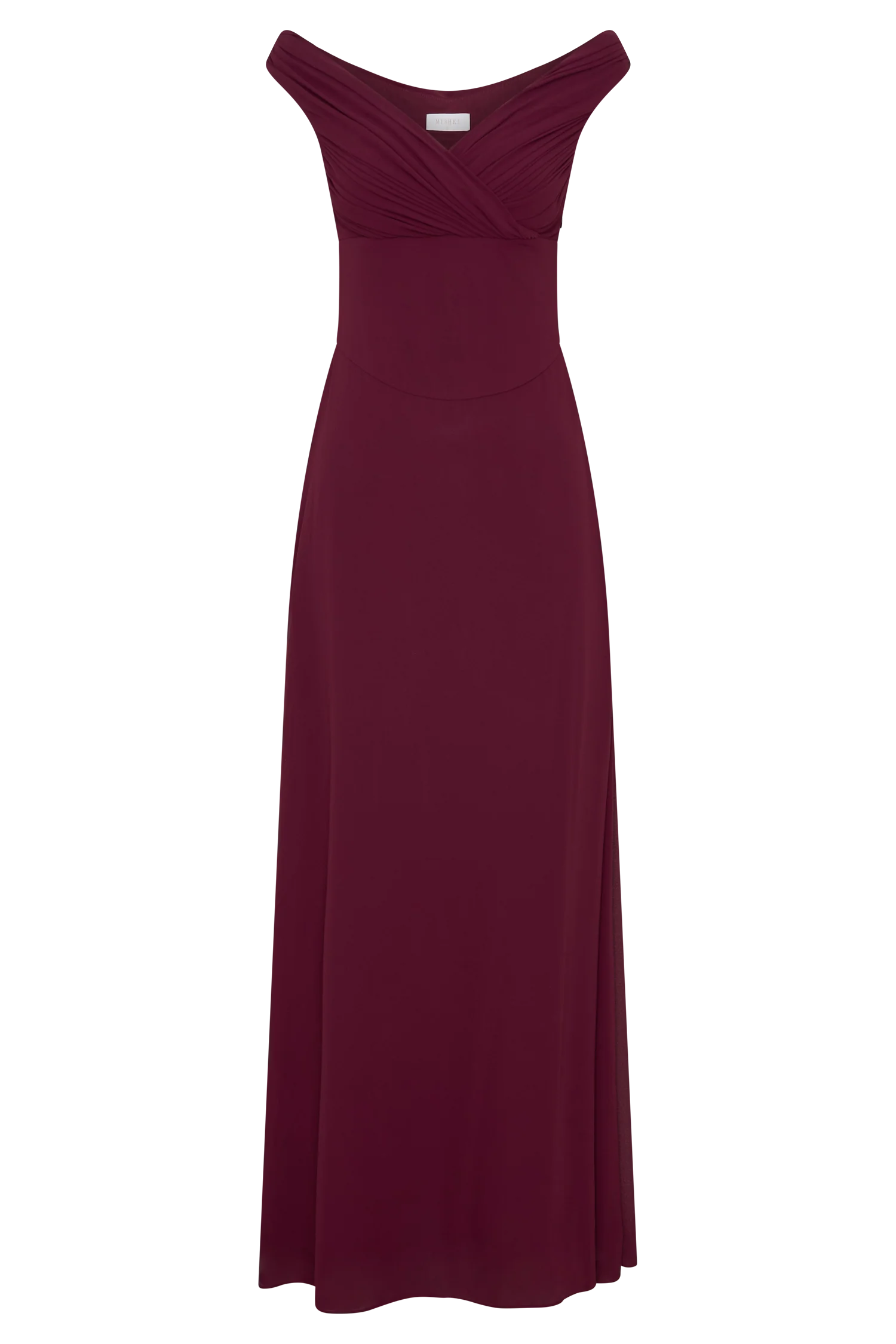 Mabel Off Shoulder Chiffon Maxi Dress - Merlot - Image 7