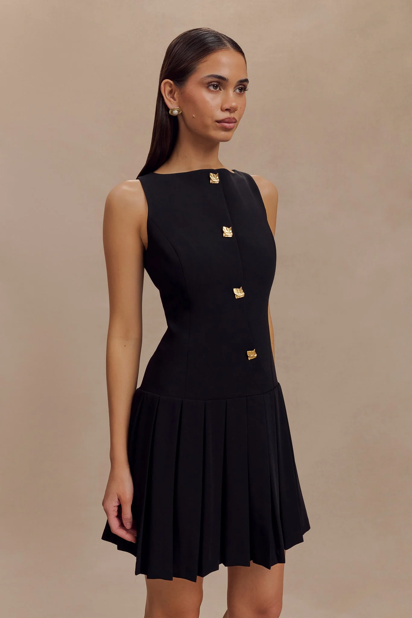 Mackenzie Sleeveless Pleated Mini Dress - Black - Image 5