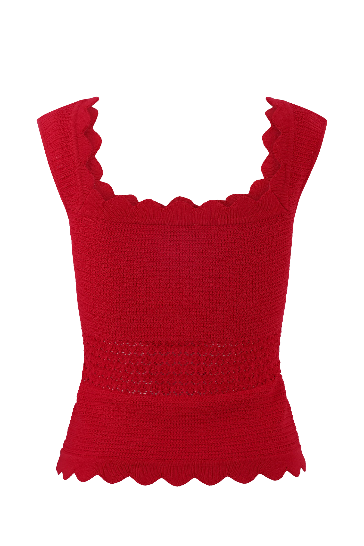 Madeline Scallop Knit Top - Red - Image 8