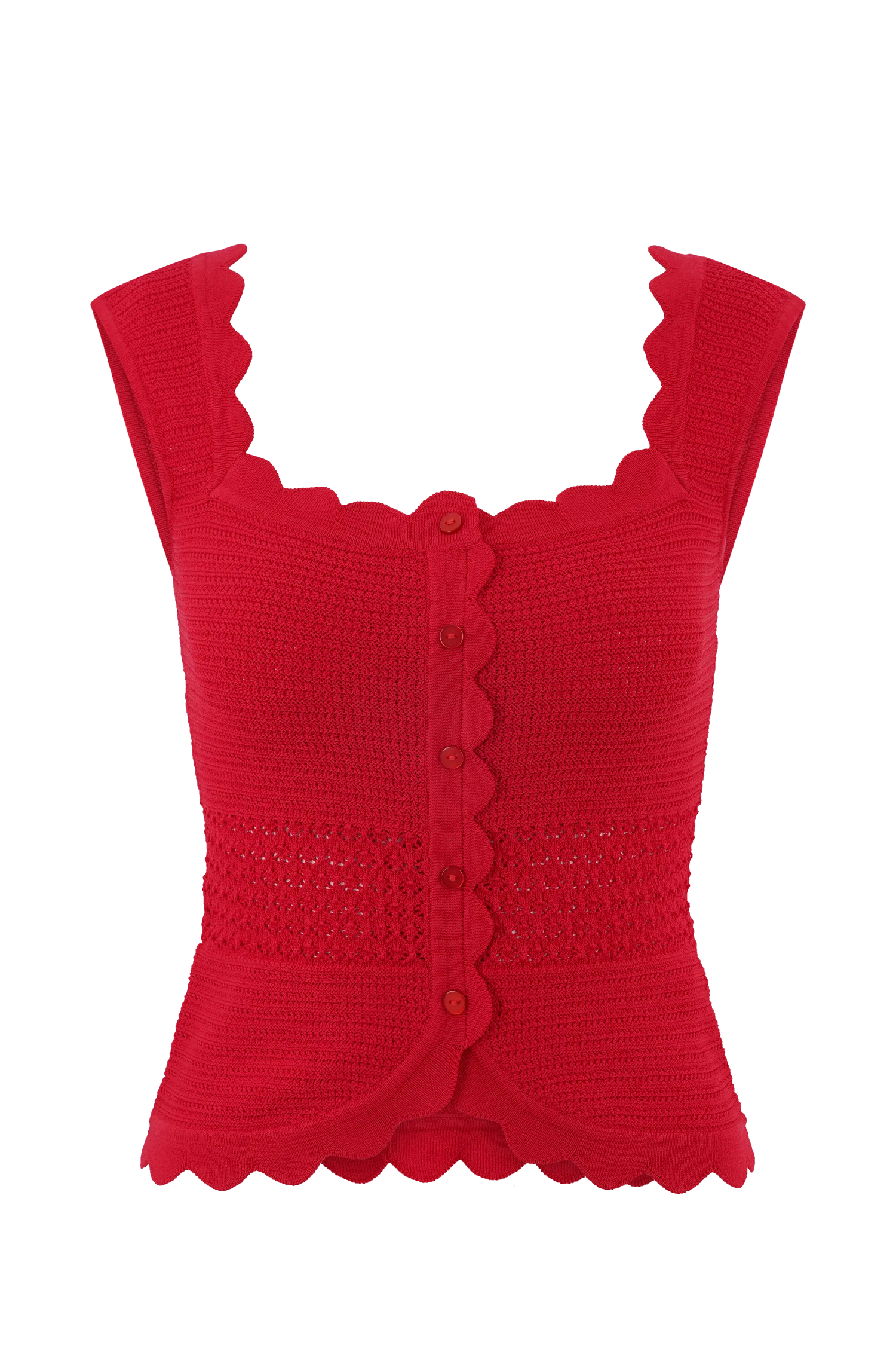 Madeline Scallop Knit Top - Red - Image 9