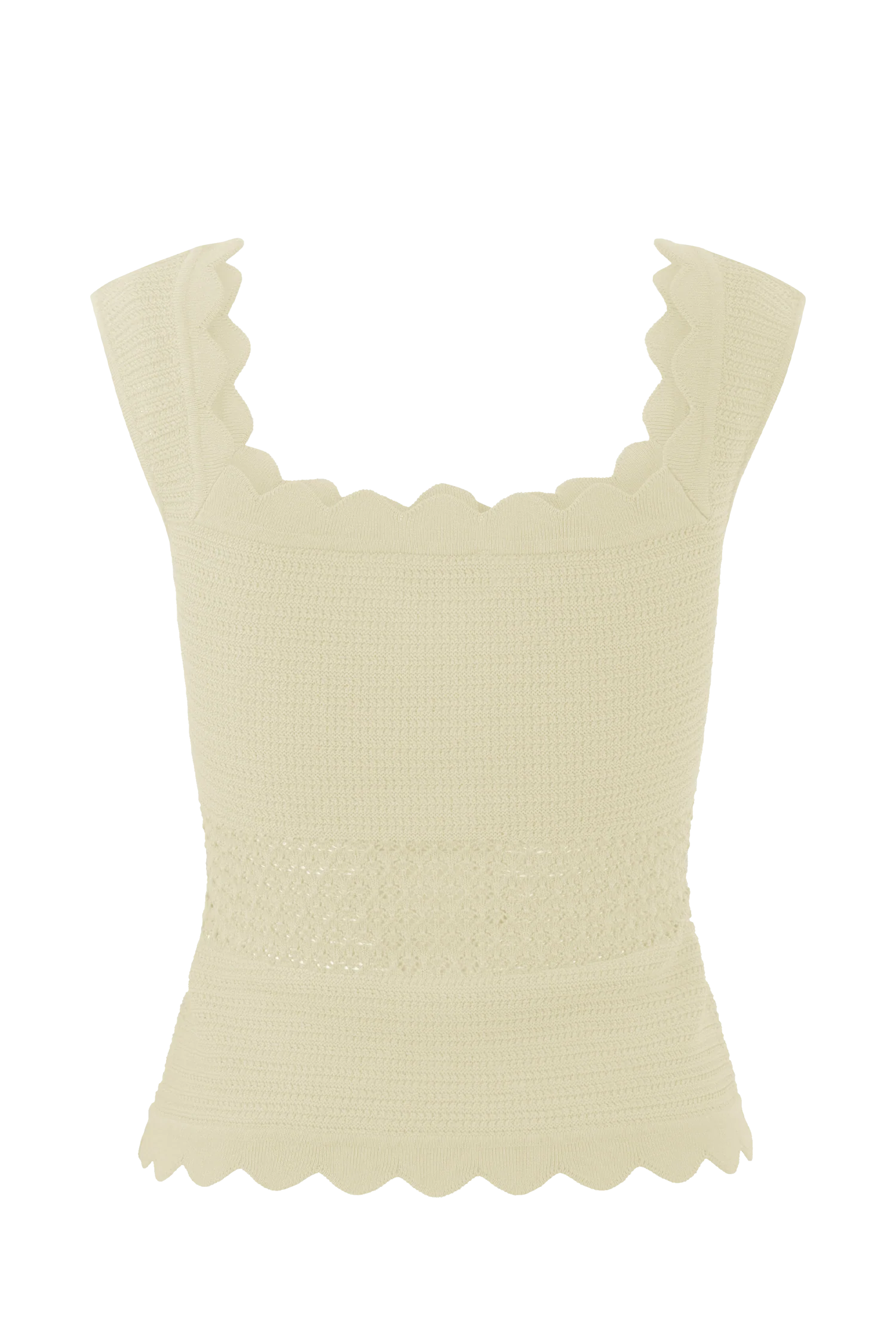 Madeline Scallop Knit Top - Ivory - Image 10