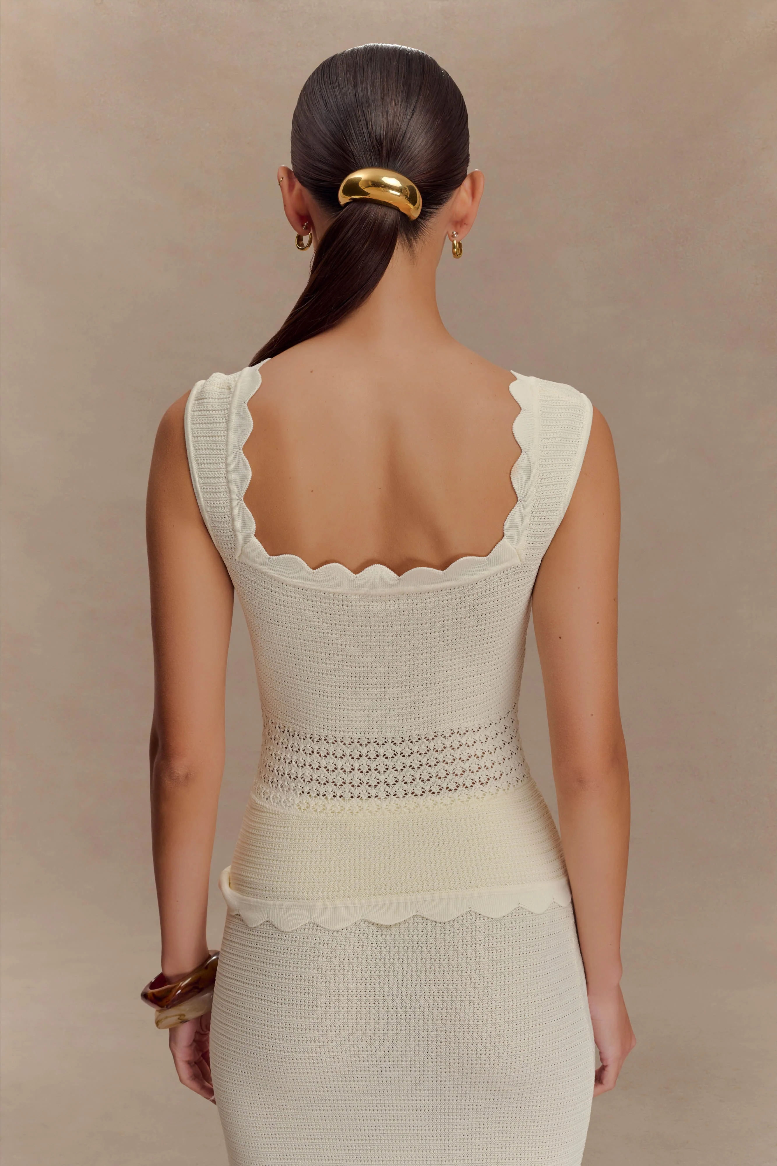Madeline Scallop Knit Top - Ivory - Image 2