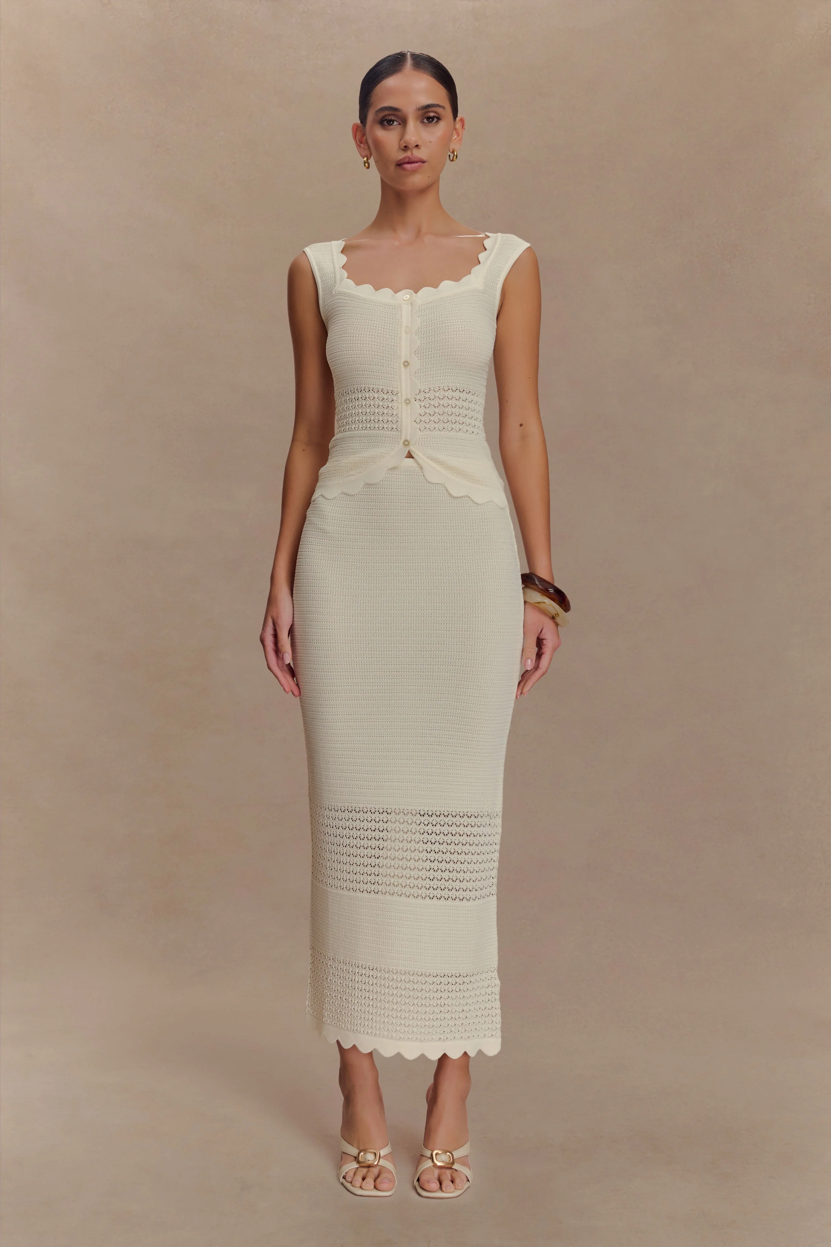 Madeline Scallop Knit Top - Ivory - Image 6
