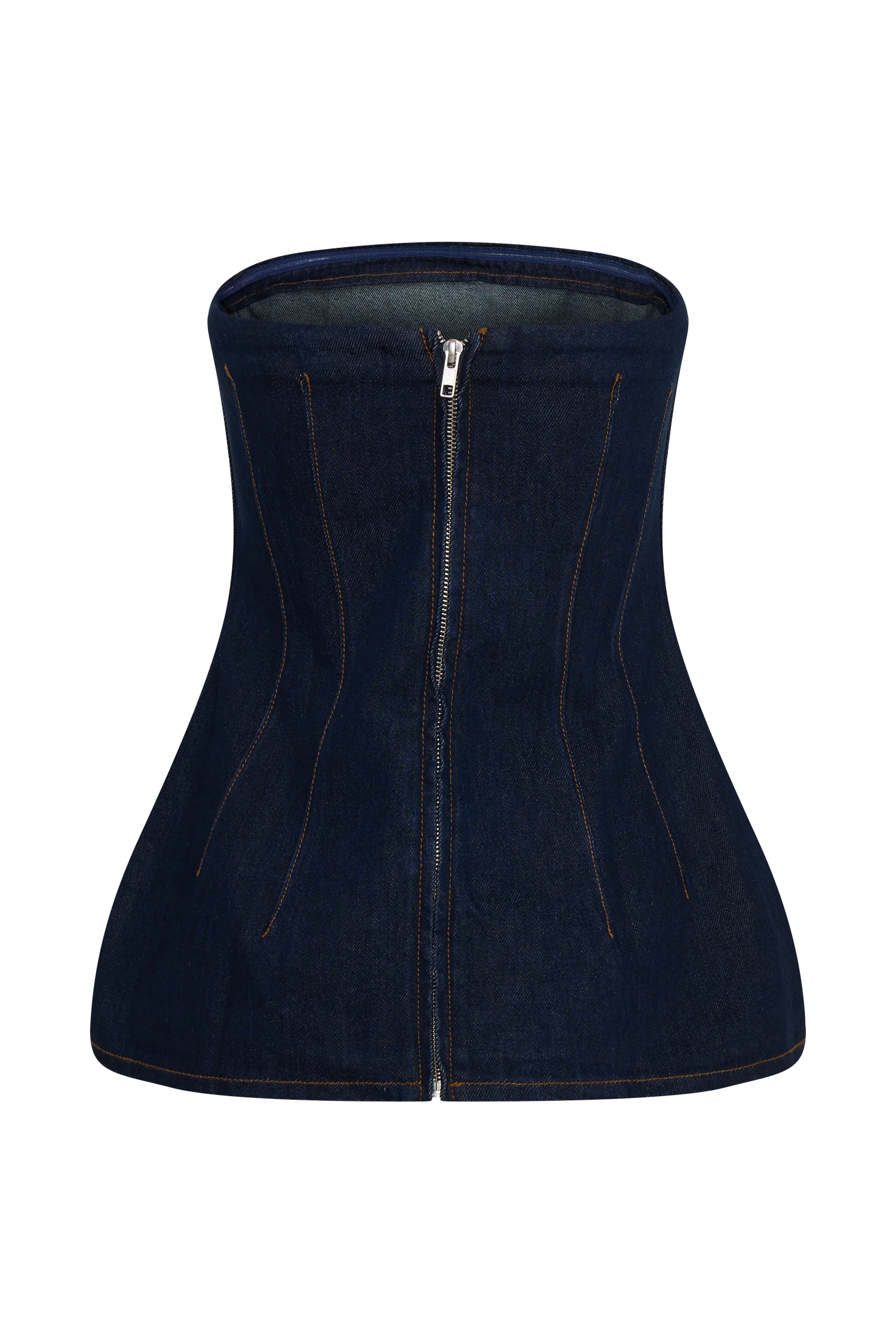 Madelyn Strapless Longline Denim Top - Indigo Blue - Image 8