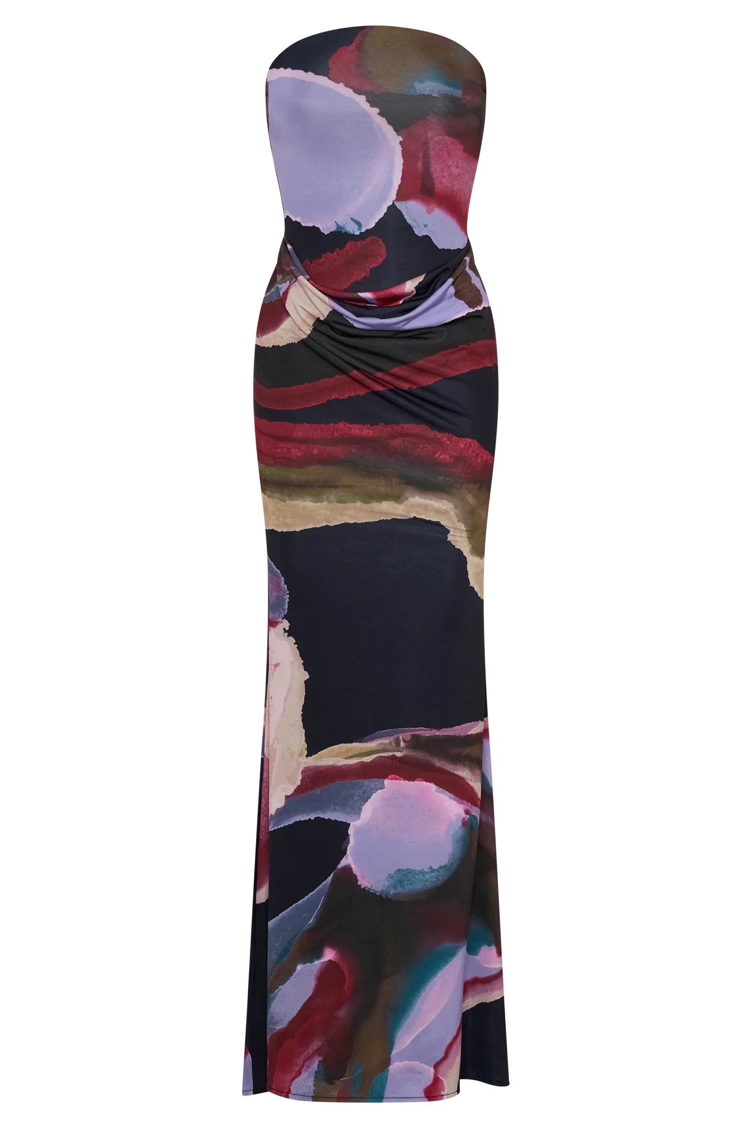 Madison Strapless Slinky Maxi Dress - Multi Fluid Reverie Print - Image 11