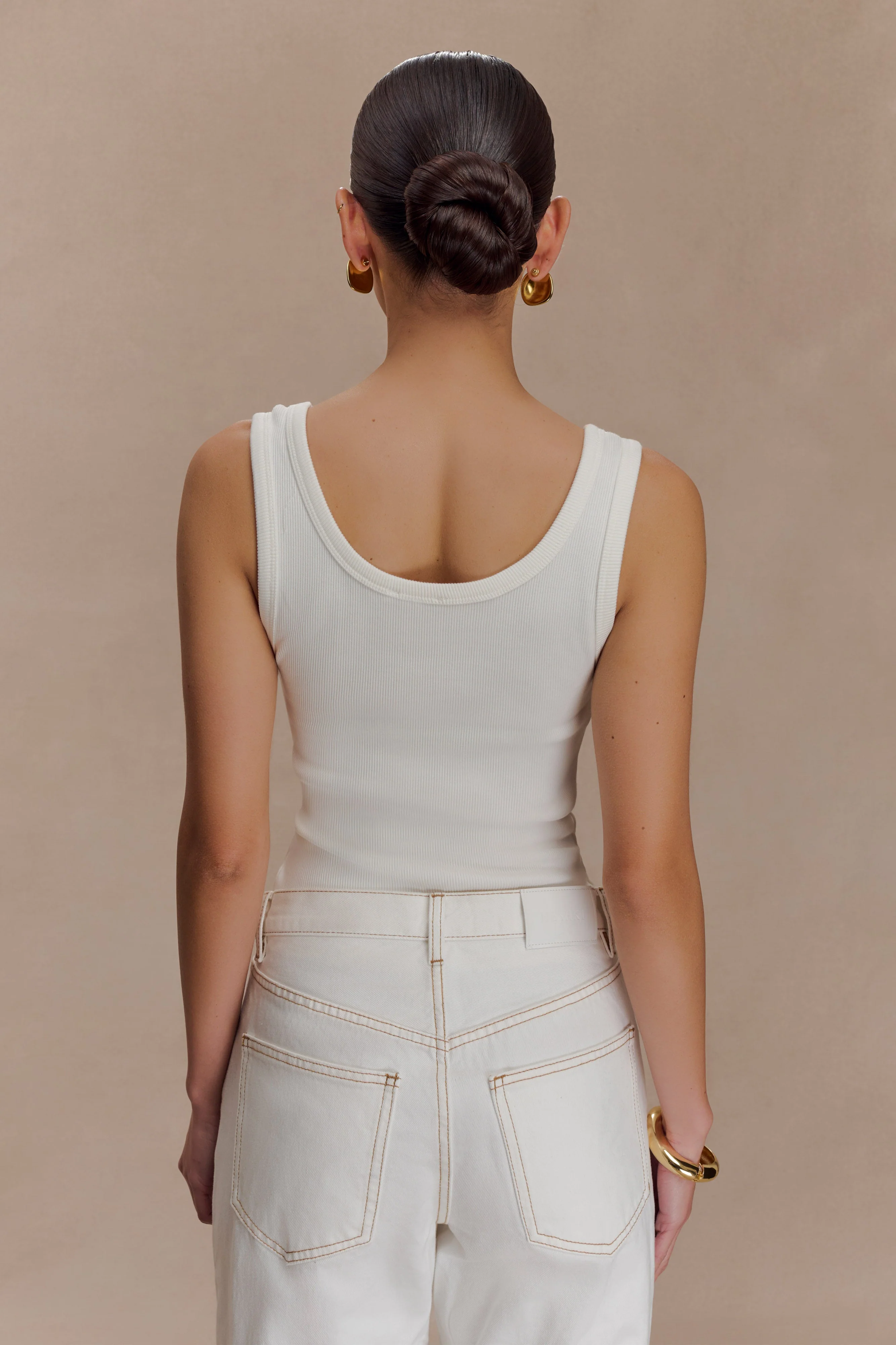 Maeva Scoop Tank Top - Ivory - Image 4