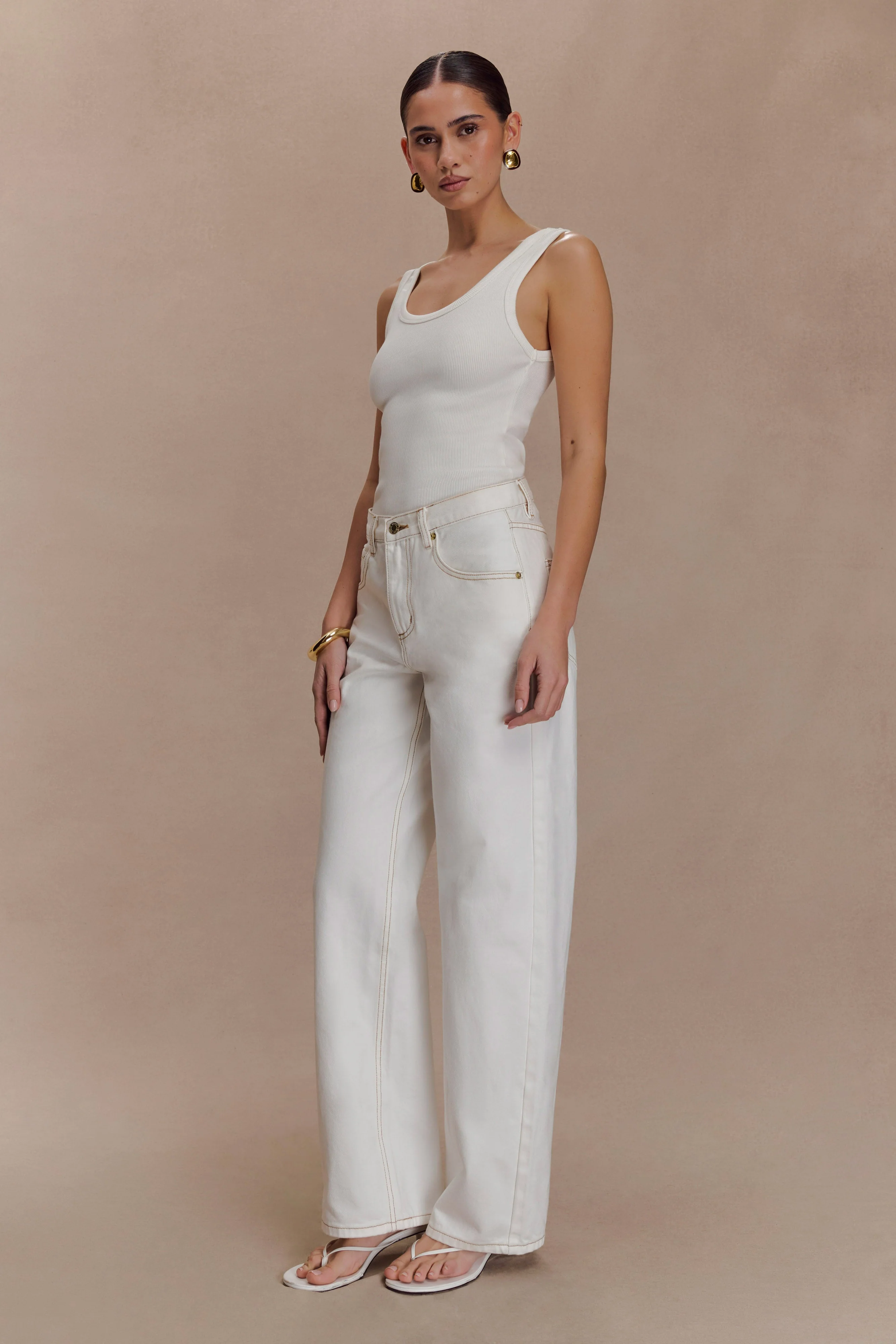 Maeva Scoop Tank Top - Ivory - Image 5