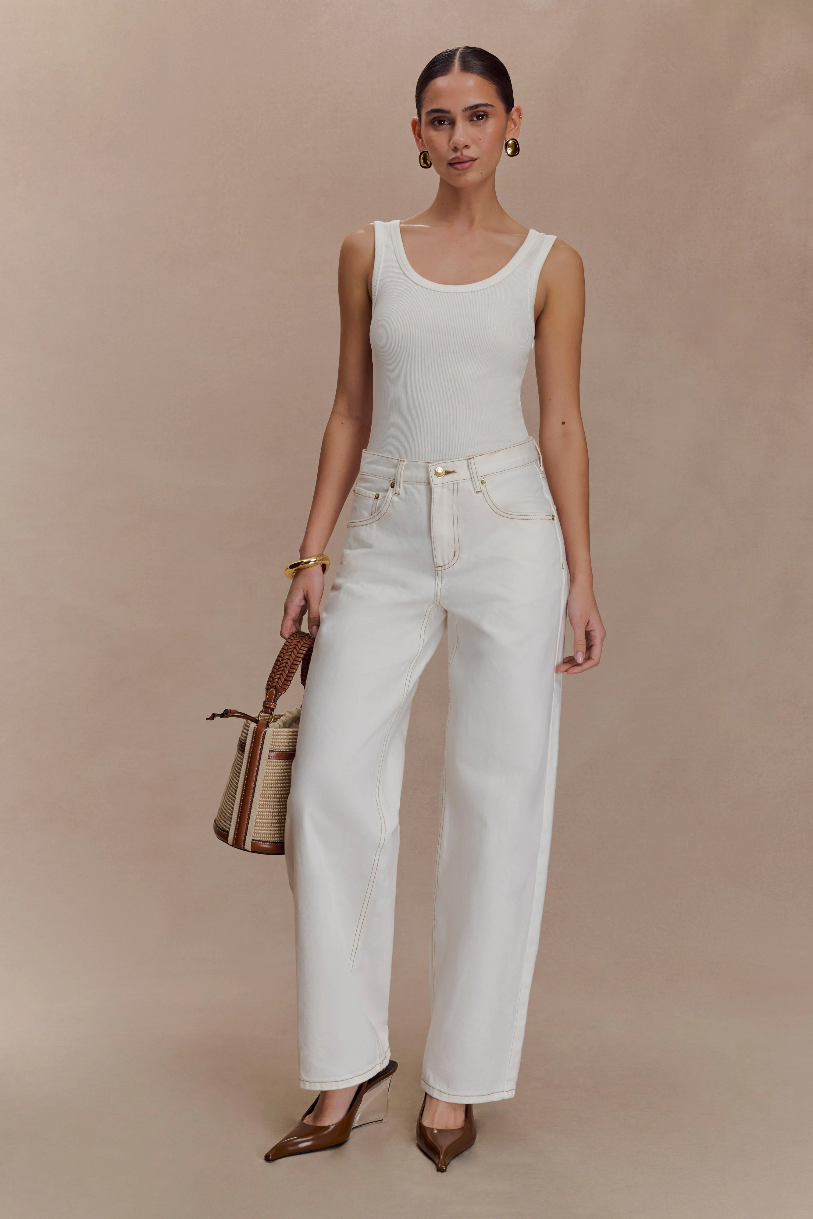 Maeva Scoop Tank Top - Ivory - Image 7
