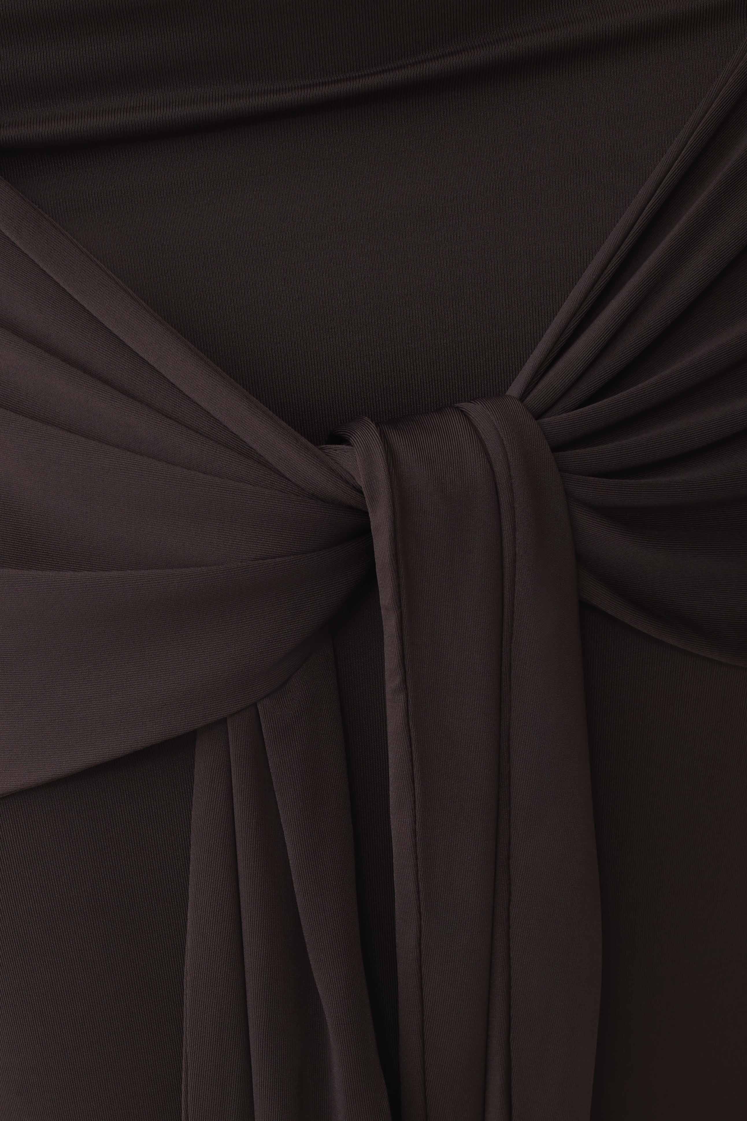 Maiara Shortsleeve Slinky Tie Maxi Dress - Chocolate - Image 6