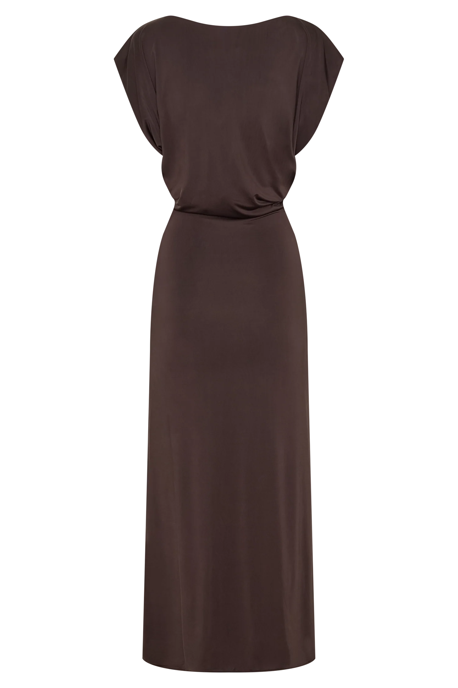 Maiara Shortsleeve Slinky Tie Maxi Dress - Chocolate - Image 7
