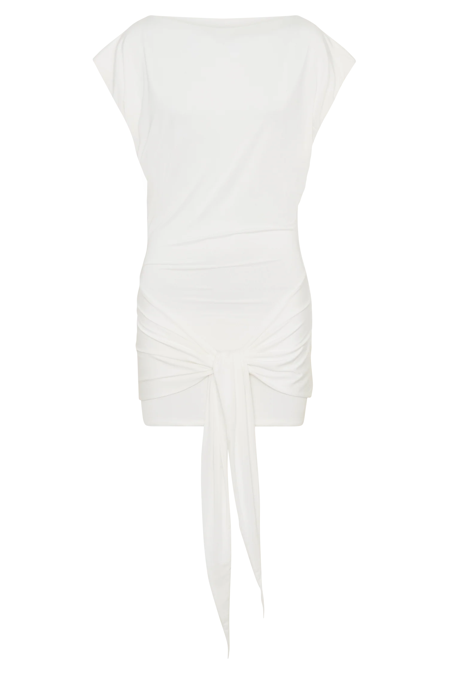Maiara Shortsleeve Slinky Tie Mini Dress - White - Image 7