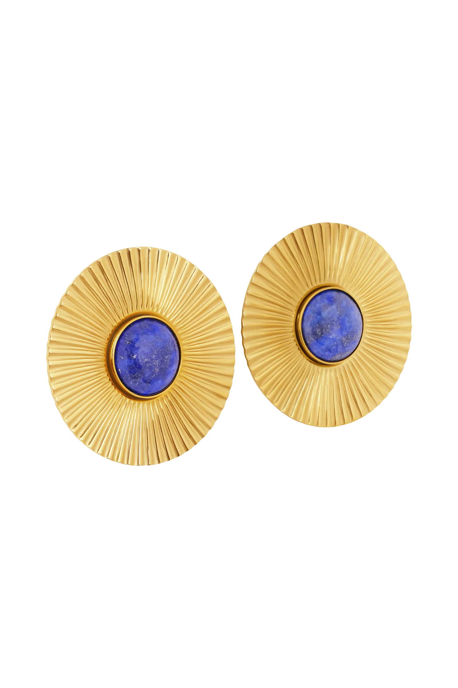 Maisie Round Gemstone Earrings - Gold - Image 5