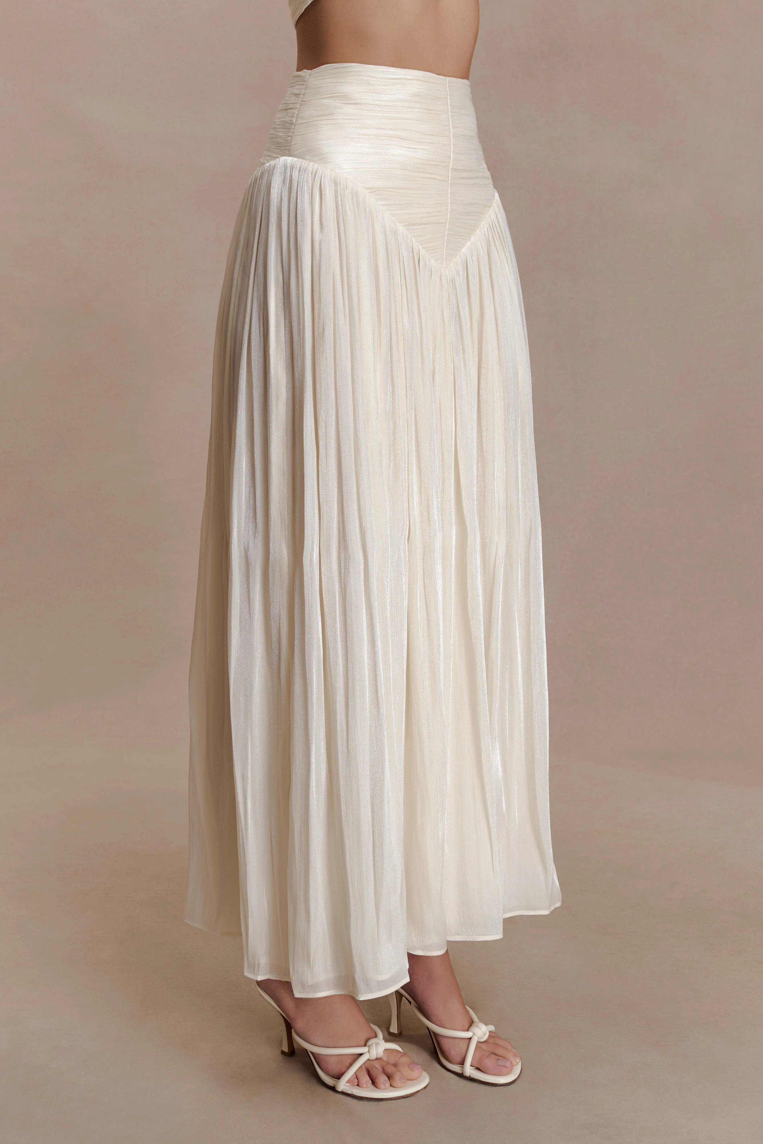 Makena Gathered Midi Skirt - Opal White - Image 10