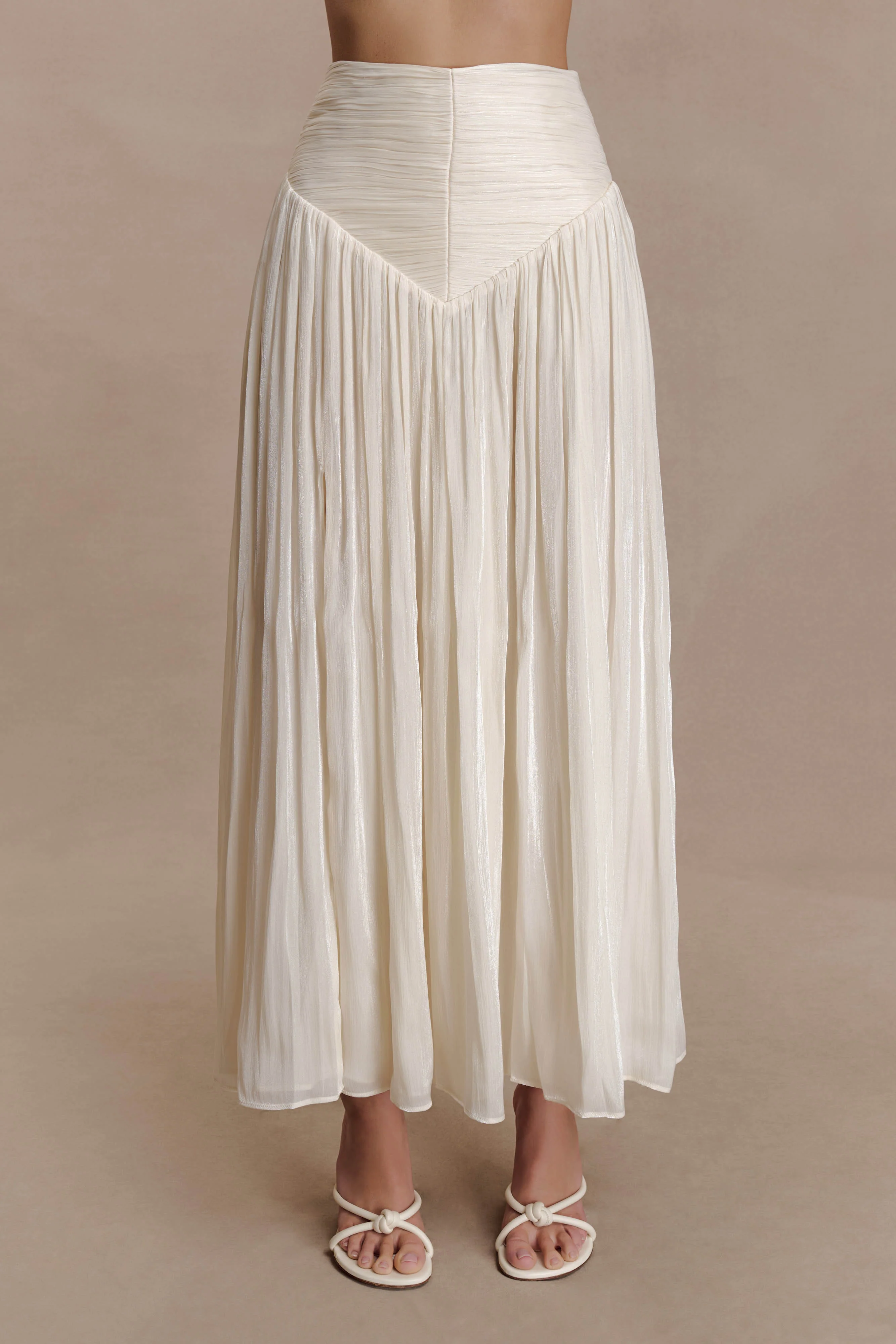 Makena Gathered Midi Skirt - Opal White - Image 8