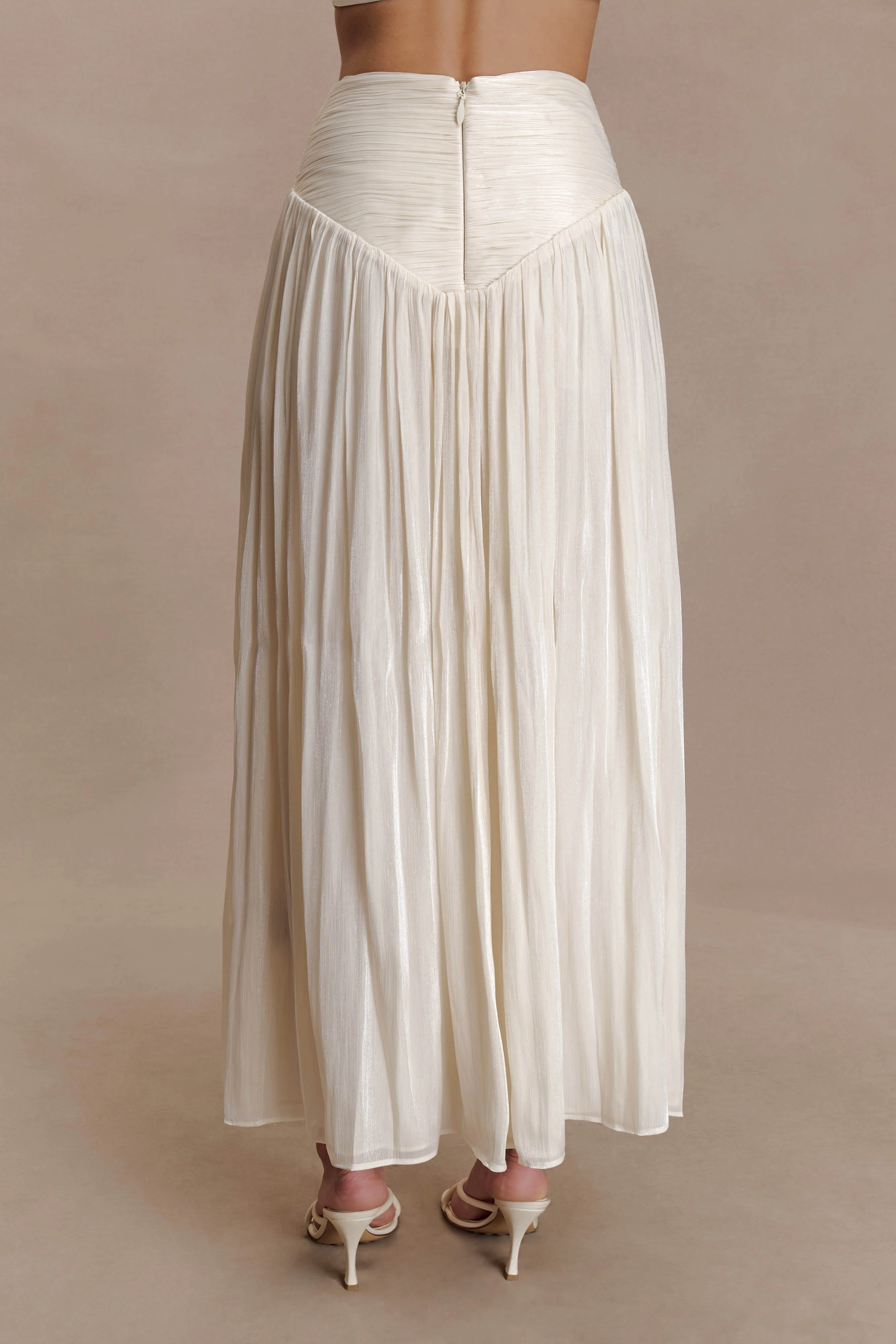 Makena Gathered Midi Skirt - Opal White - Image 9