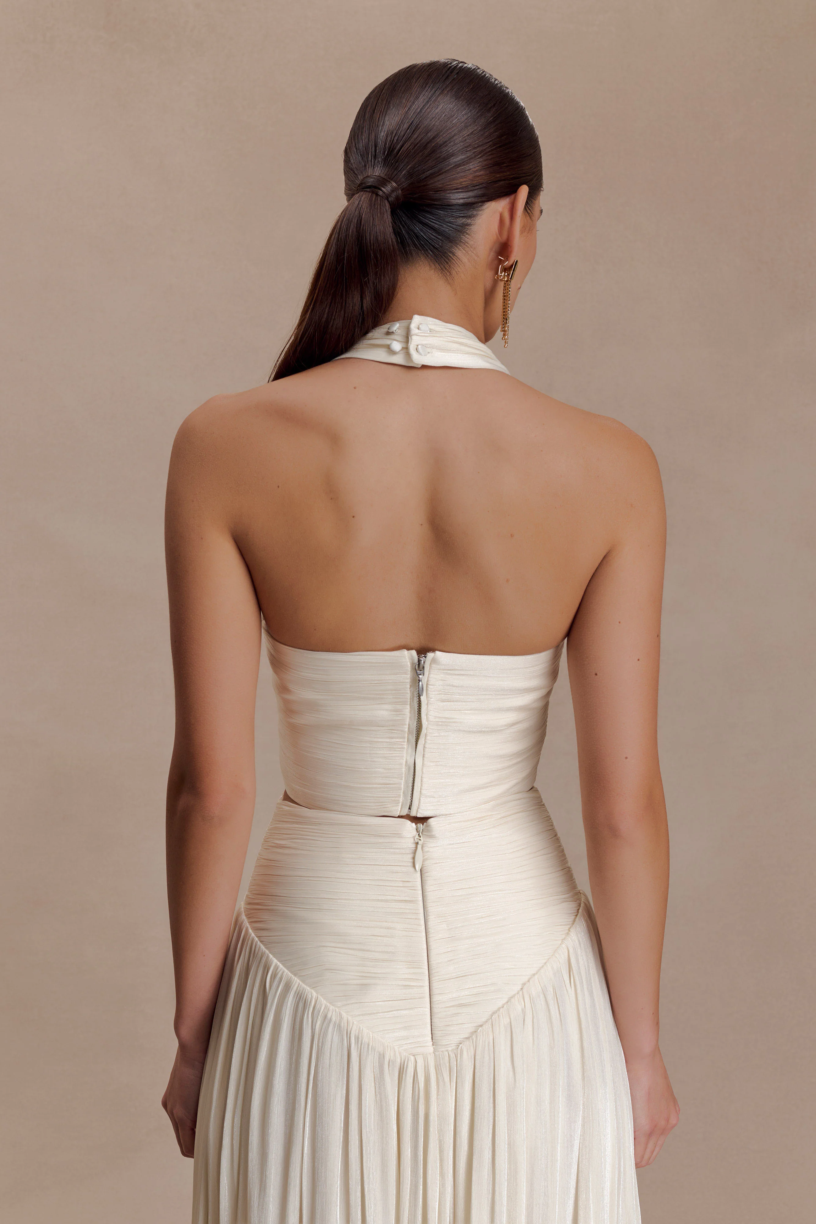 Makena Gathered V Neck Top - Opal White - Image 3